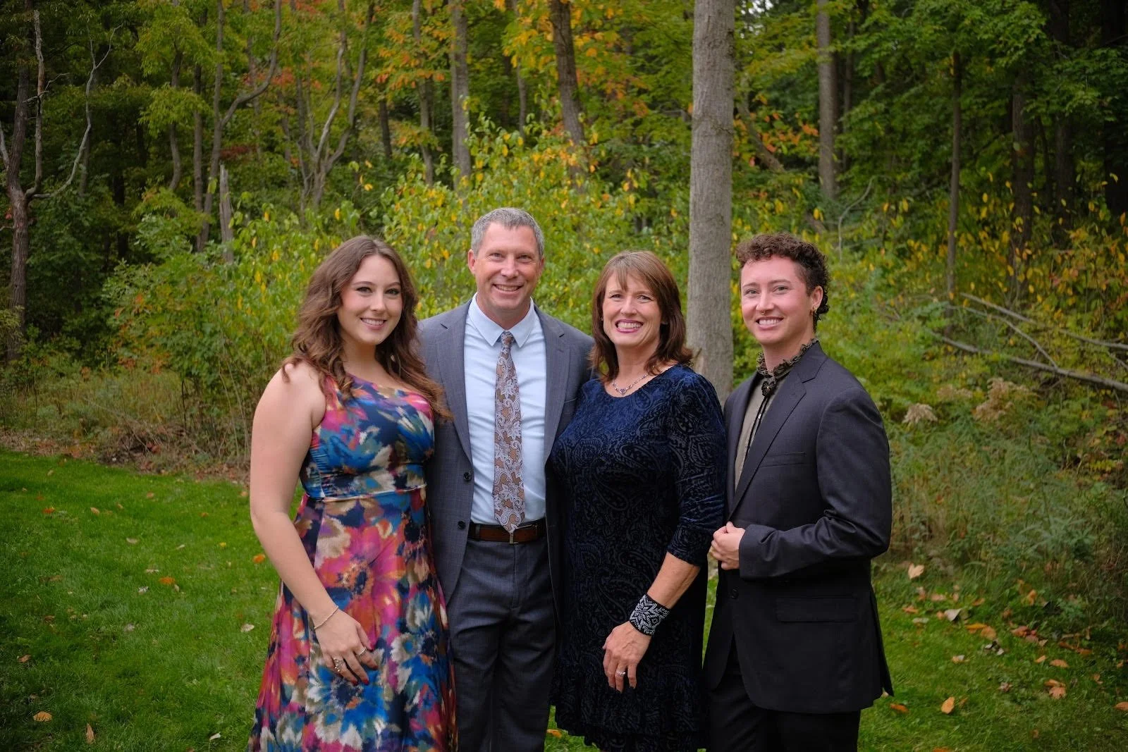 Katie, Matt, Elaine, and Vincent Pruis in Saugatuck, MI, two days after leaving Latvia, 2025.