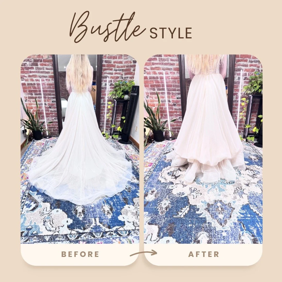 We love a good French Pick-up bustle! 

This soft glowing organza deserved all the princess vibes, and a soft romantic french bustle was the way to go. 

#bustlestyle #bustledesign #bridalalterationsspecialist
