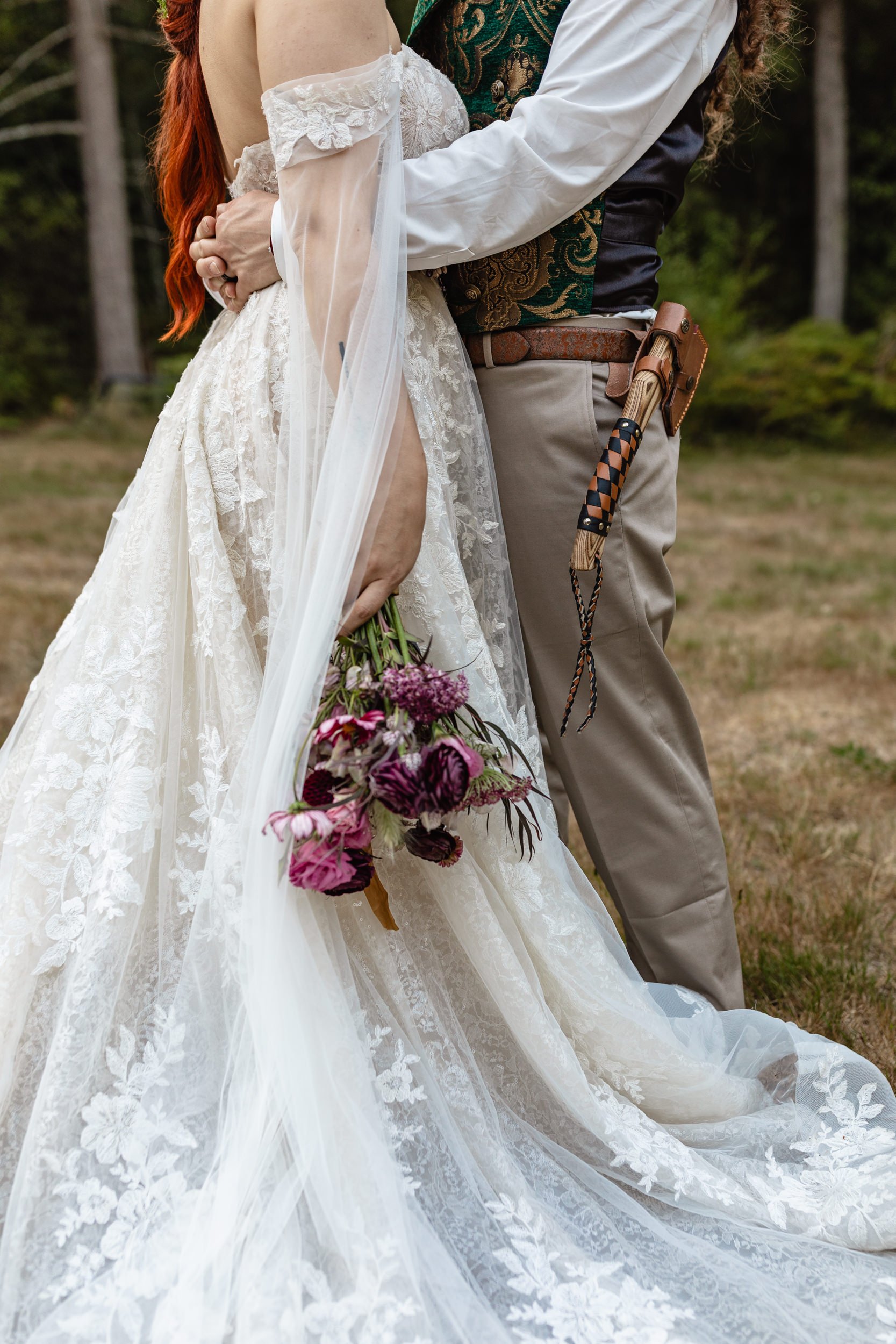 An up-close shot of the detachable elven sleeves we created