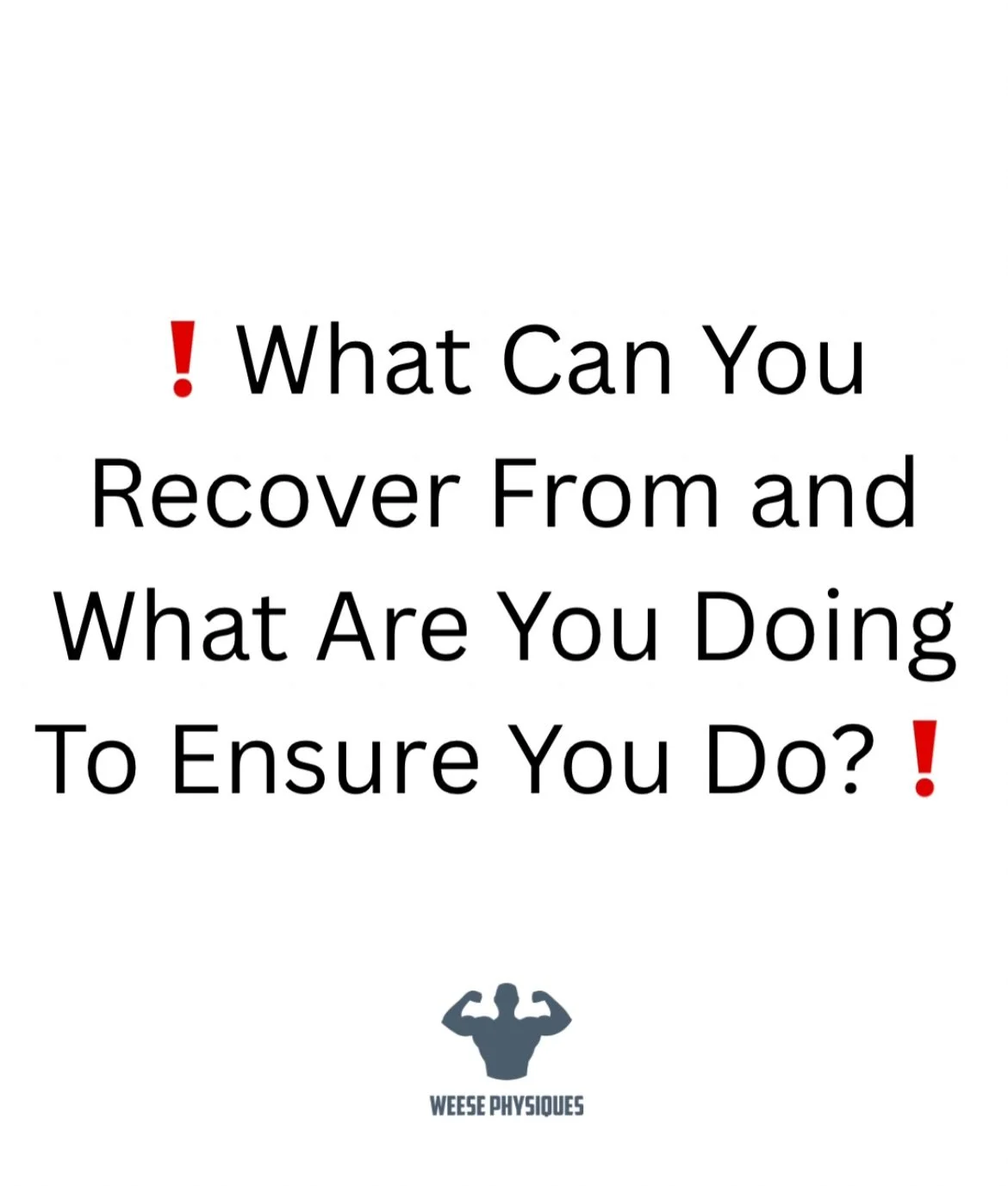 ❗️What Can You Recover From and What Are You Doing To Ensure You Do?❗️

▪️When considering what workout program you are about to take on, one of the main things you need to consider is:

With your current lifestyle, what can you REALISTICALLY recover