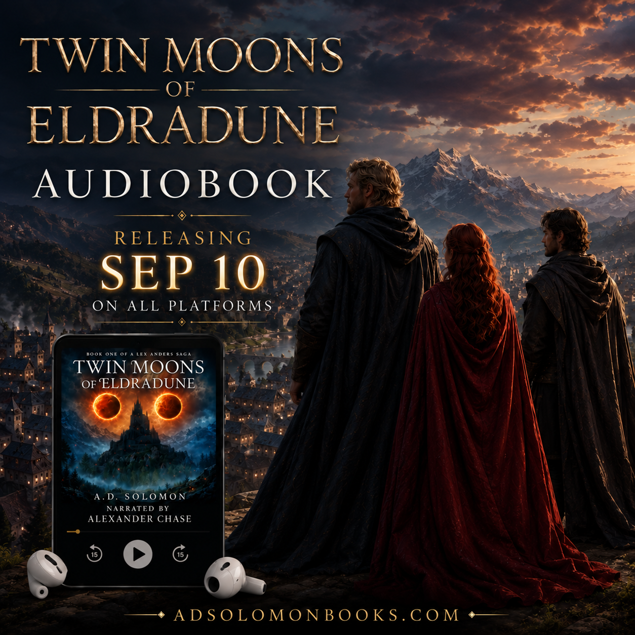 The Twin Moons of Eldradune audiobook releases September 10 on all major platforms!