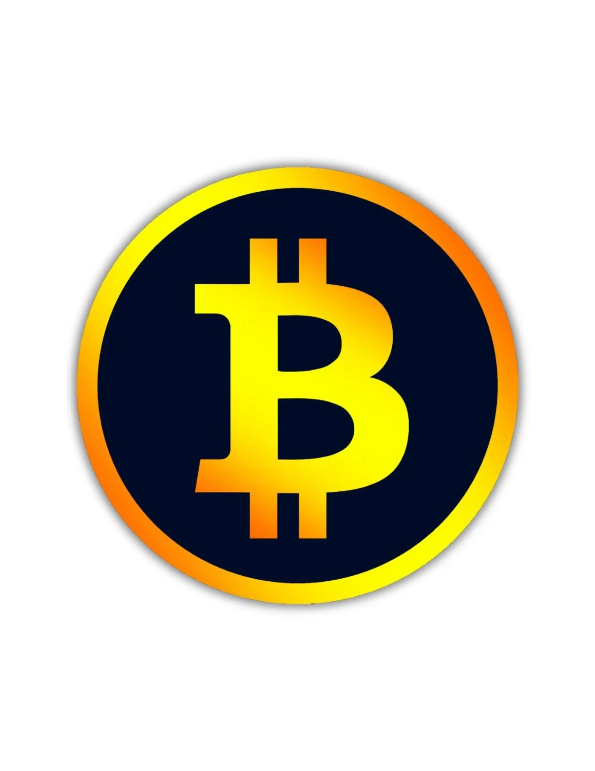 Bitcoin symbol in yellow and orange on a black circle background