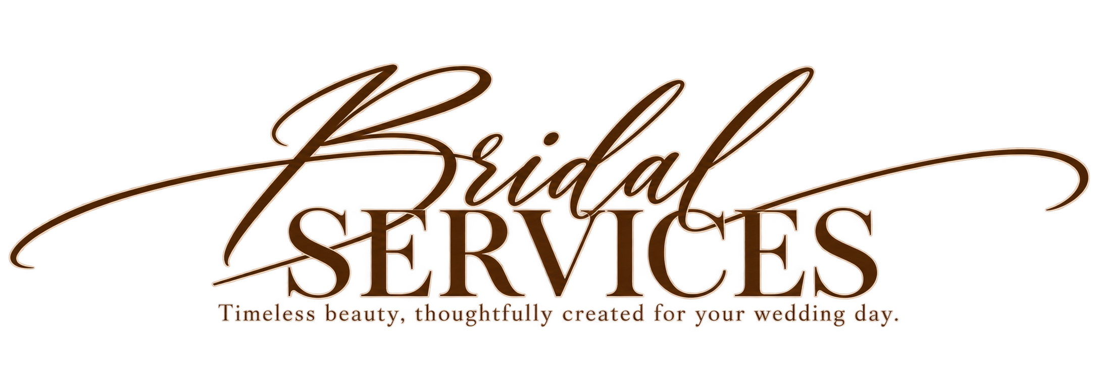 Logo for Bridal Services with elegant script font, featuring the tagline "Timeless beauty, thoughtfully created for your wedding day."