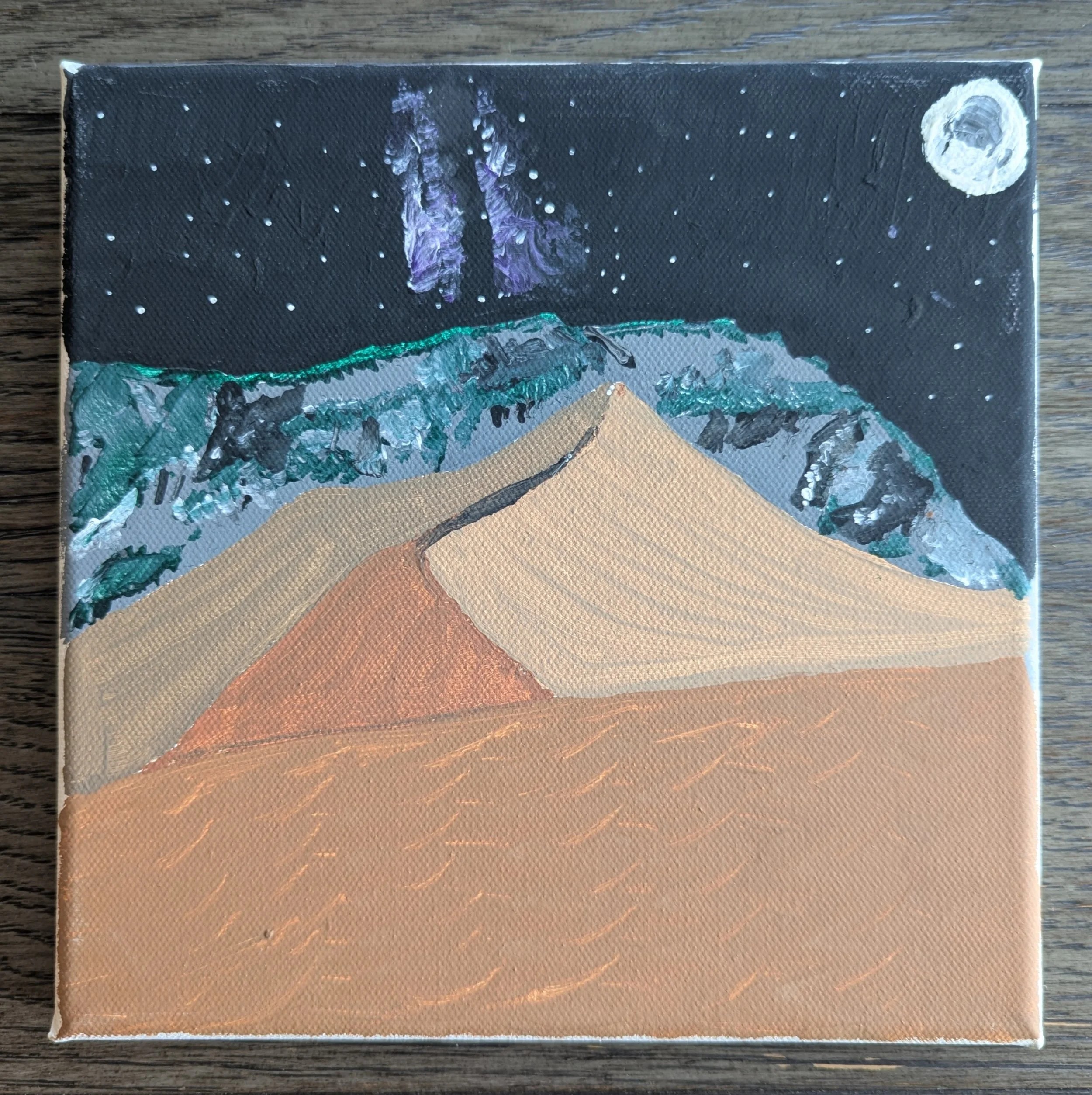 Moonlit Desert 8" x 8" Acrylic on Canvas
