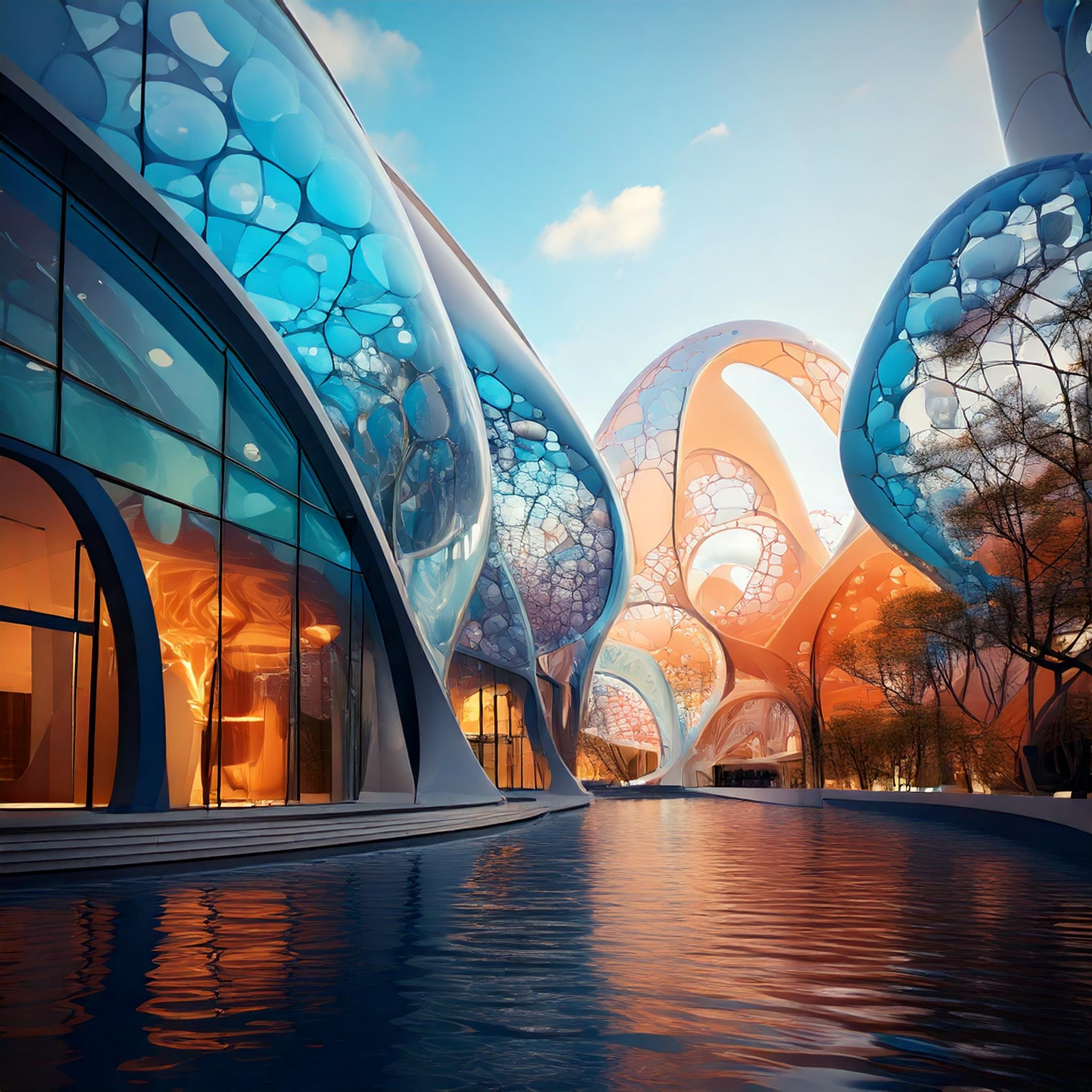 Firefly part of abstract building with glass in blue and orange mandelbrot set, art nouveau, mysterix.jpg