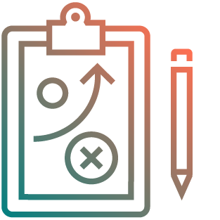 Gradient icon depicting a clipboard with a pencil