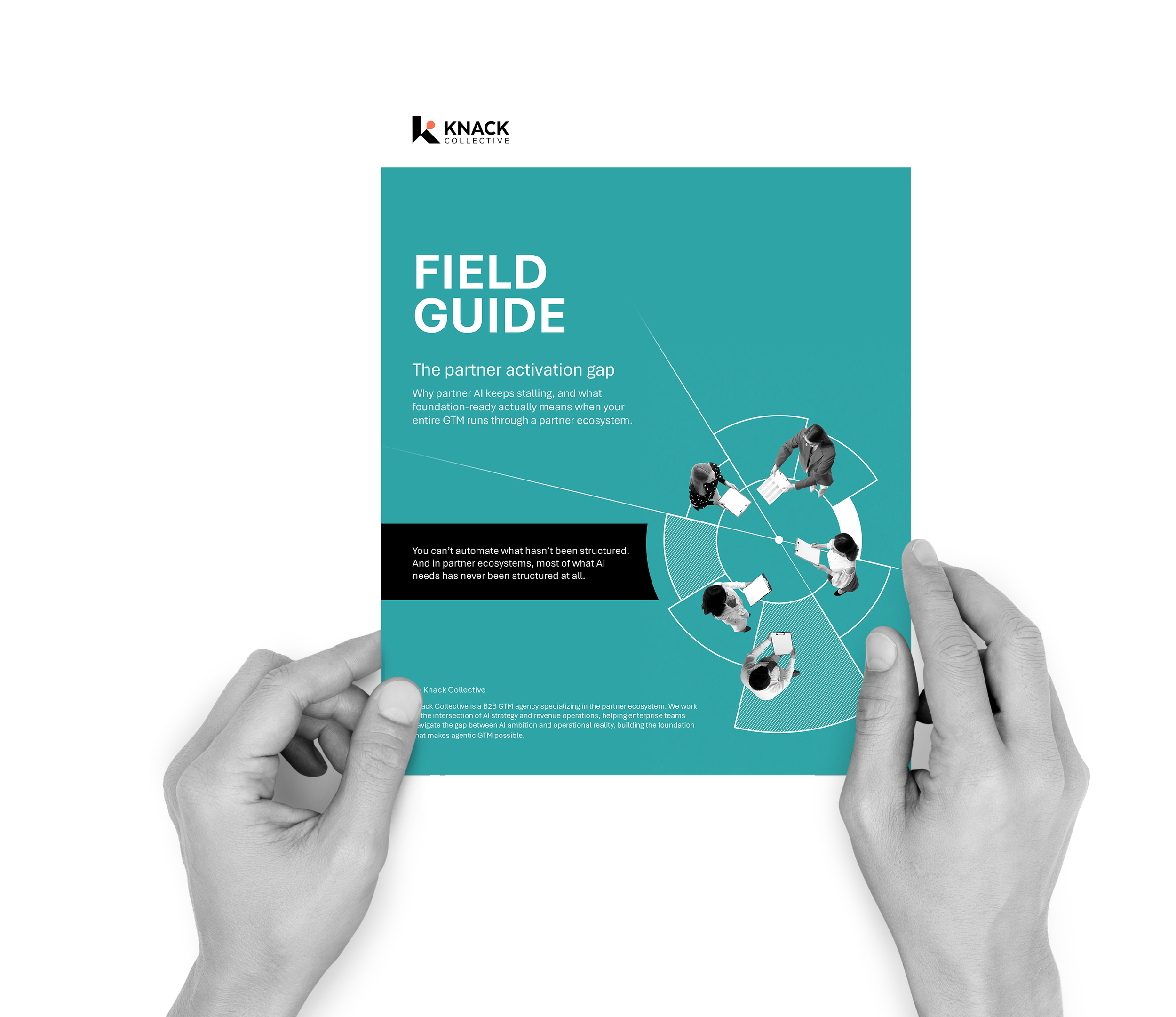 Two hands holding portrait brochure