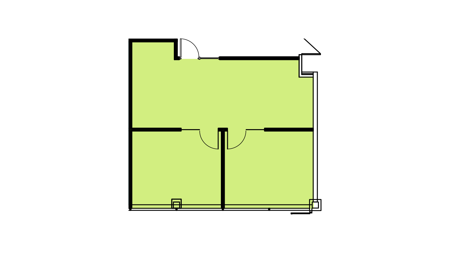 1,030 SF Suite floorplan at Cumberland Centre office campus in Chicago