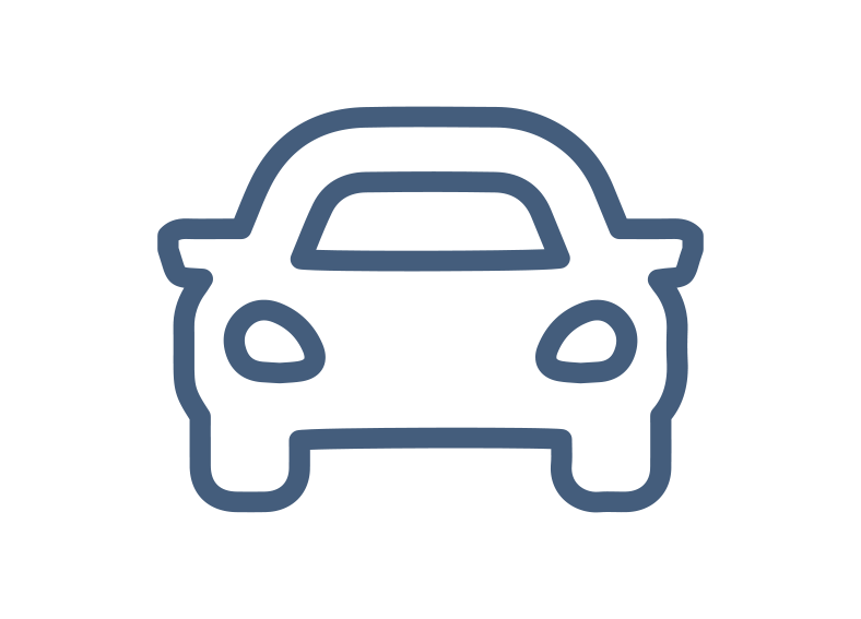 Front view car icon, simple line art