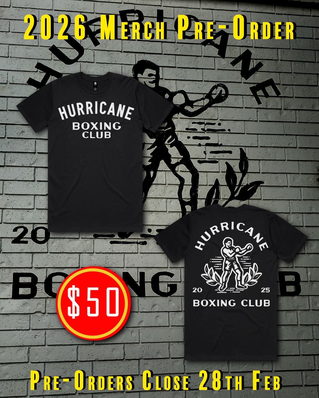 Black Hurricane Boxing Club Tshirt Pre Order