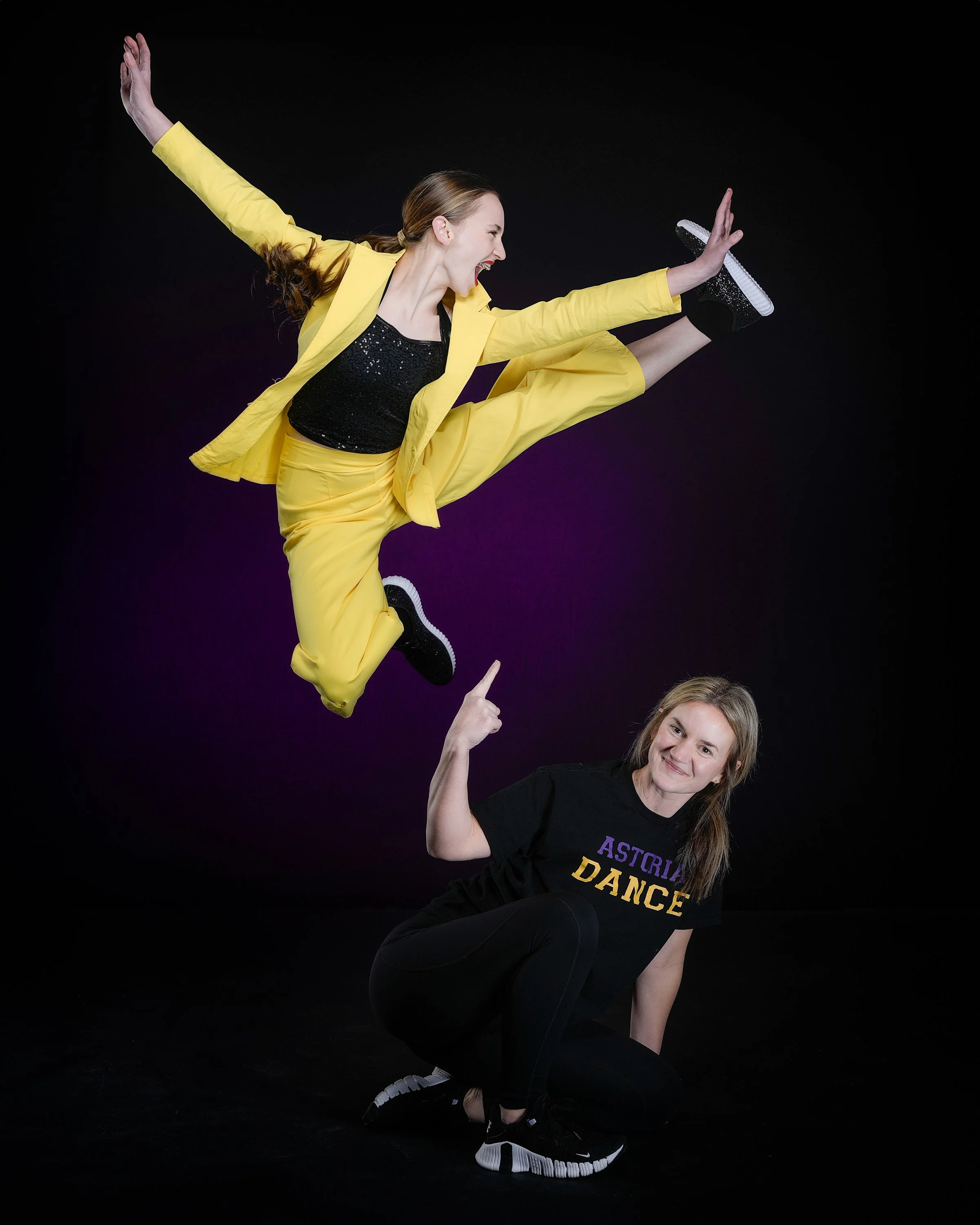 High-speed motion freeze studio lighting for fine art dance portraits, ballet academies, and competition teams in the Pacific Northwest