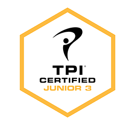 TPI Certified Level 3 junior golf coach. Yellow hexagon signifies certification highest rated coaching level for junior golfers and high school golf coaching. Maine's only certified level 3 junior golf coach.