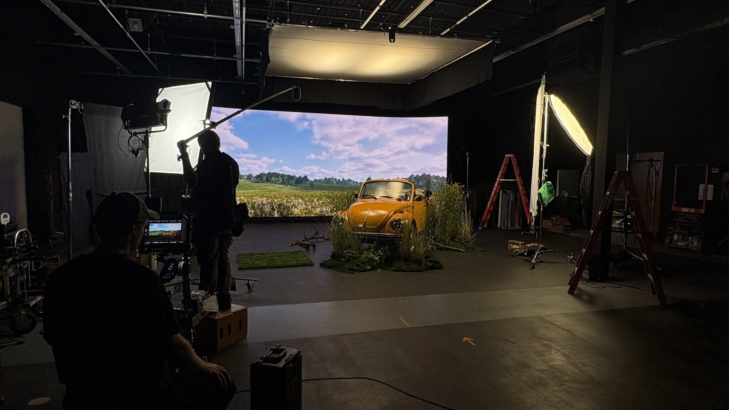 Overhead Grid Rigging: 12x12 Diffusion and Rigged Lights