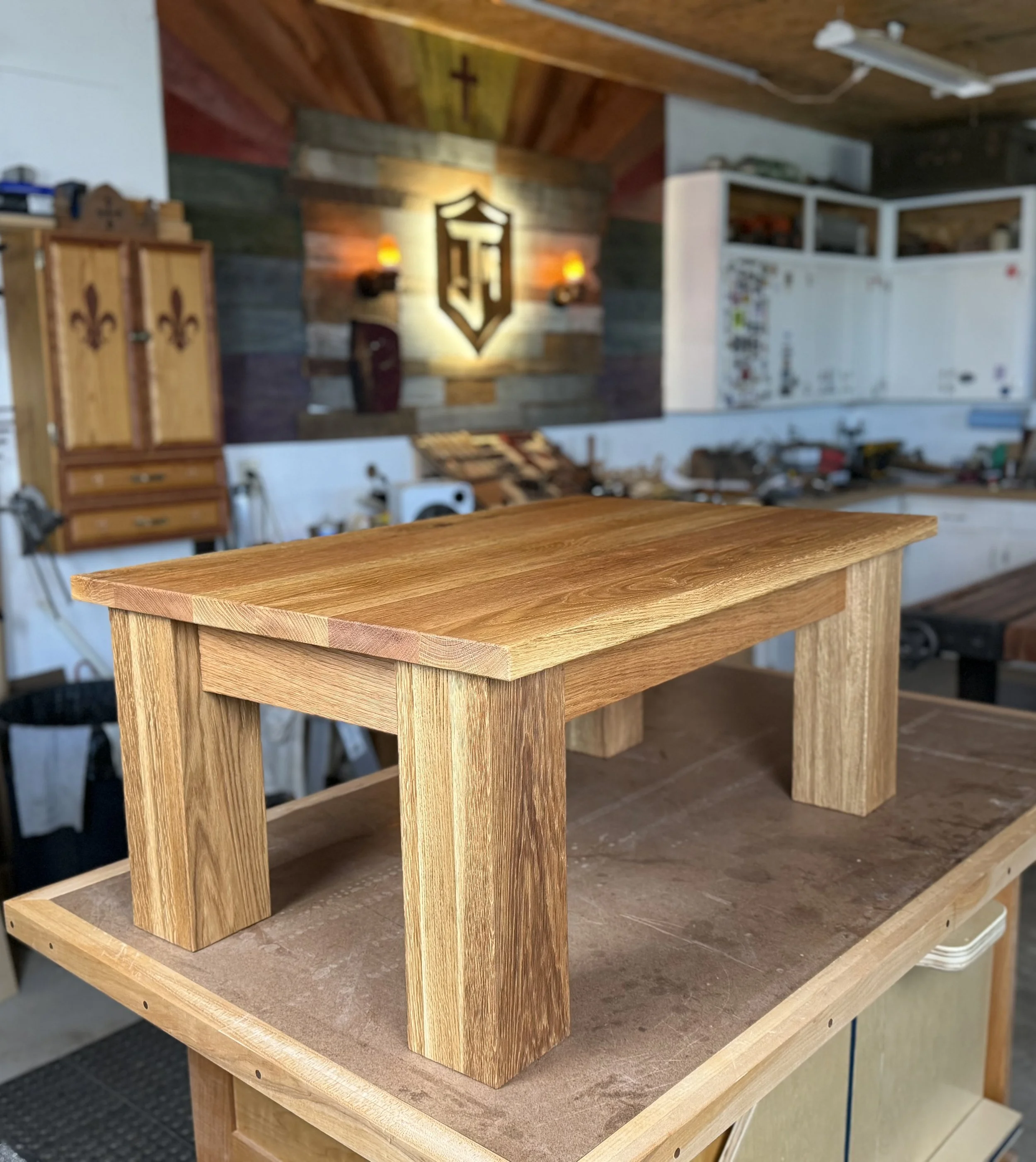Cowboy Style White Oak Coffee Table