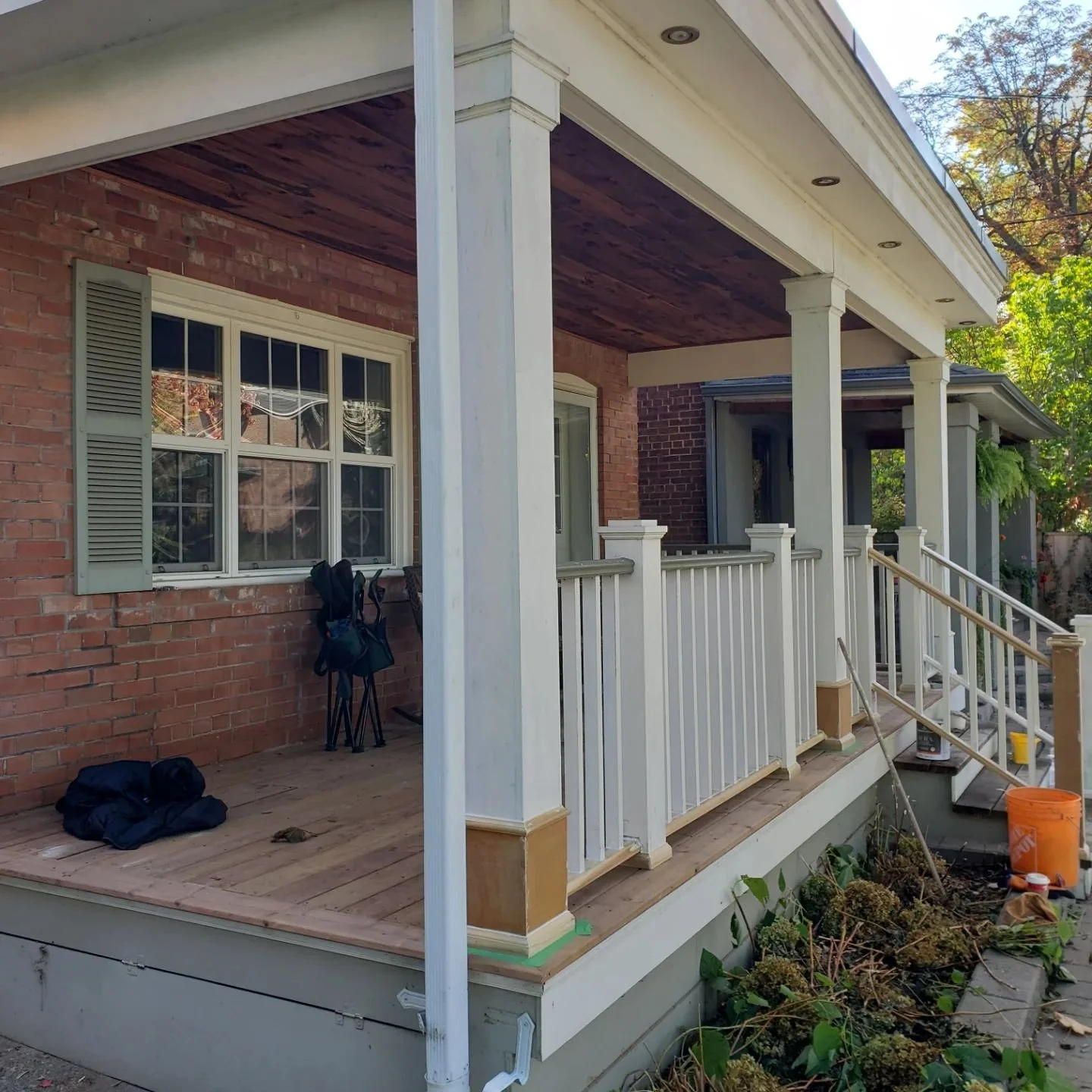 New paint and Stain for Front Porch !
