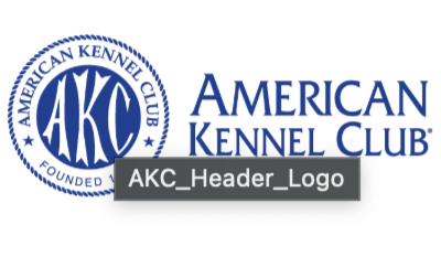 American Kennel Club logo with blue circular emblem and text.