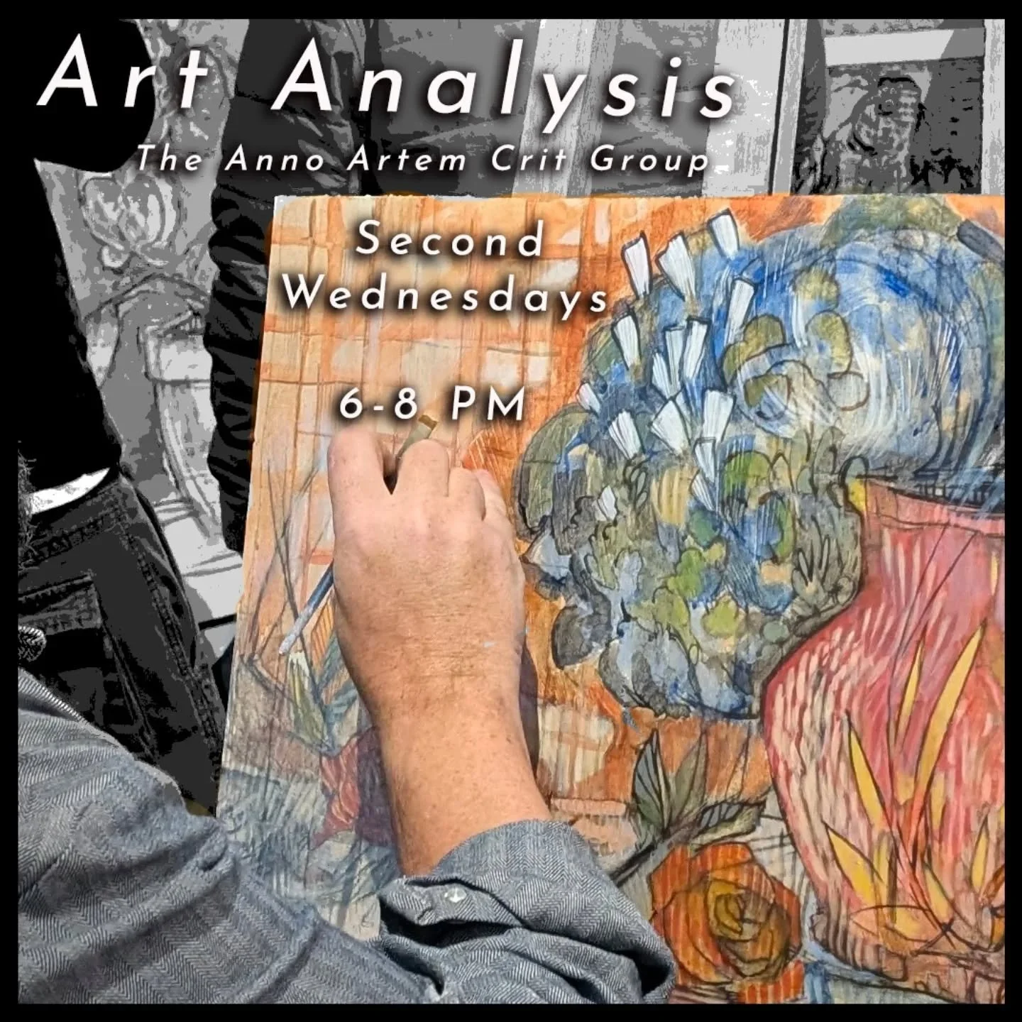 Last chance to register for our first Art Analysis night at Anno Artem. It's an opportunity to bring your art to be discussed by your peers or if you don't have a current piece you'd like to present, just be part of the discussion.
March 11th 6-8 pm
