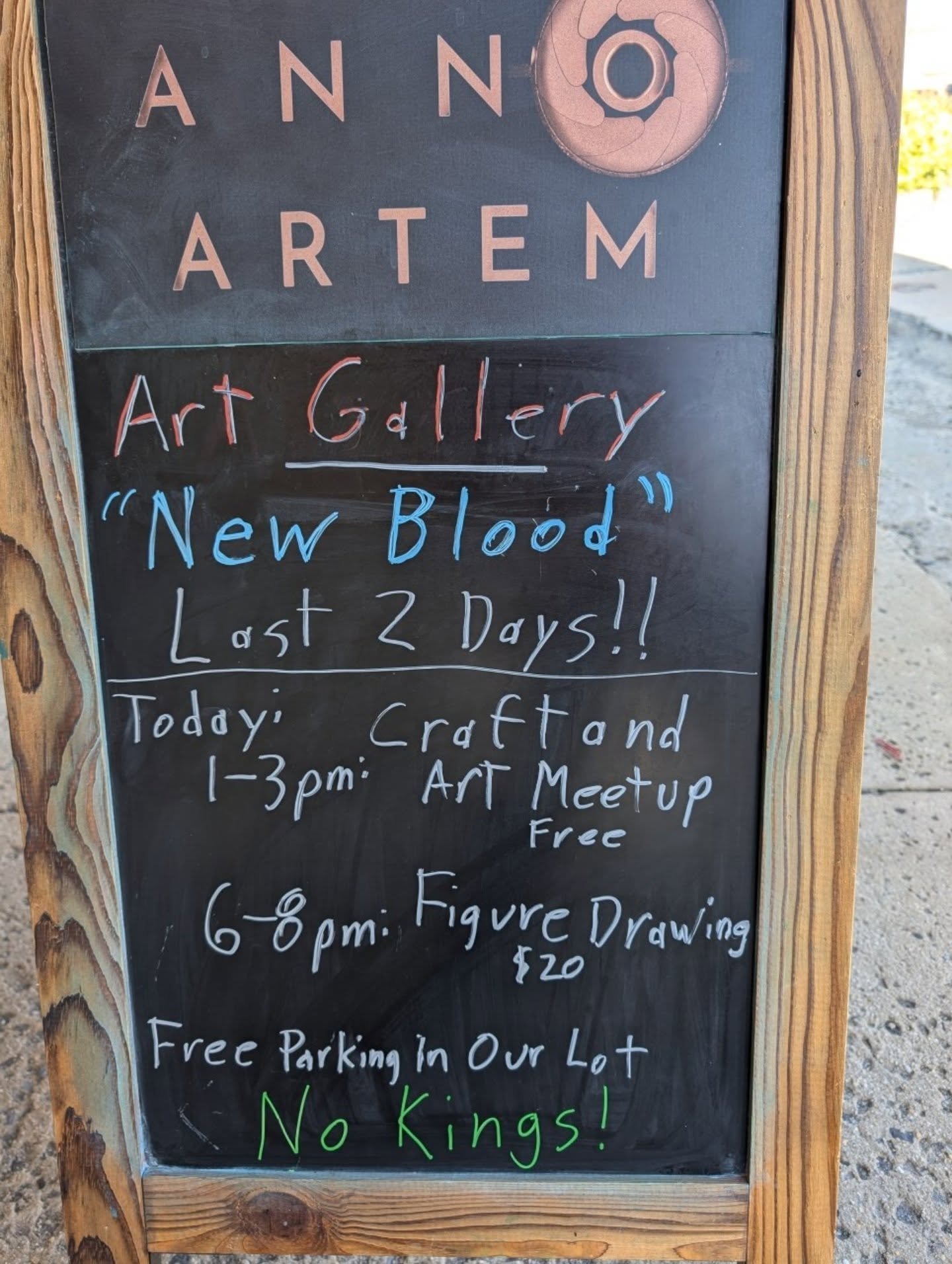 Busy day at Anno Artem Gallery. This morning if you're coming to the "No Kings" protest on Hanover St, you can use our lot for free. Then pop upstairs and tell us how it went. 

From 1-3 we have @emma.apidae hosting our monthly Craft And Ar