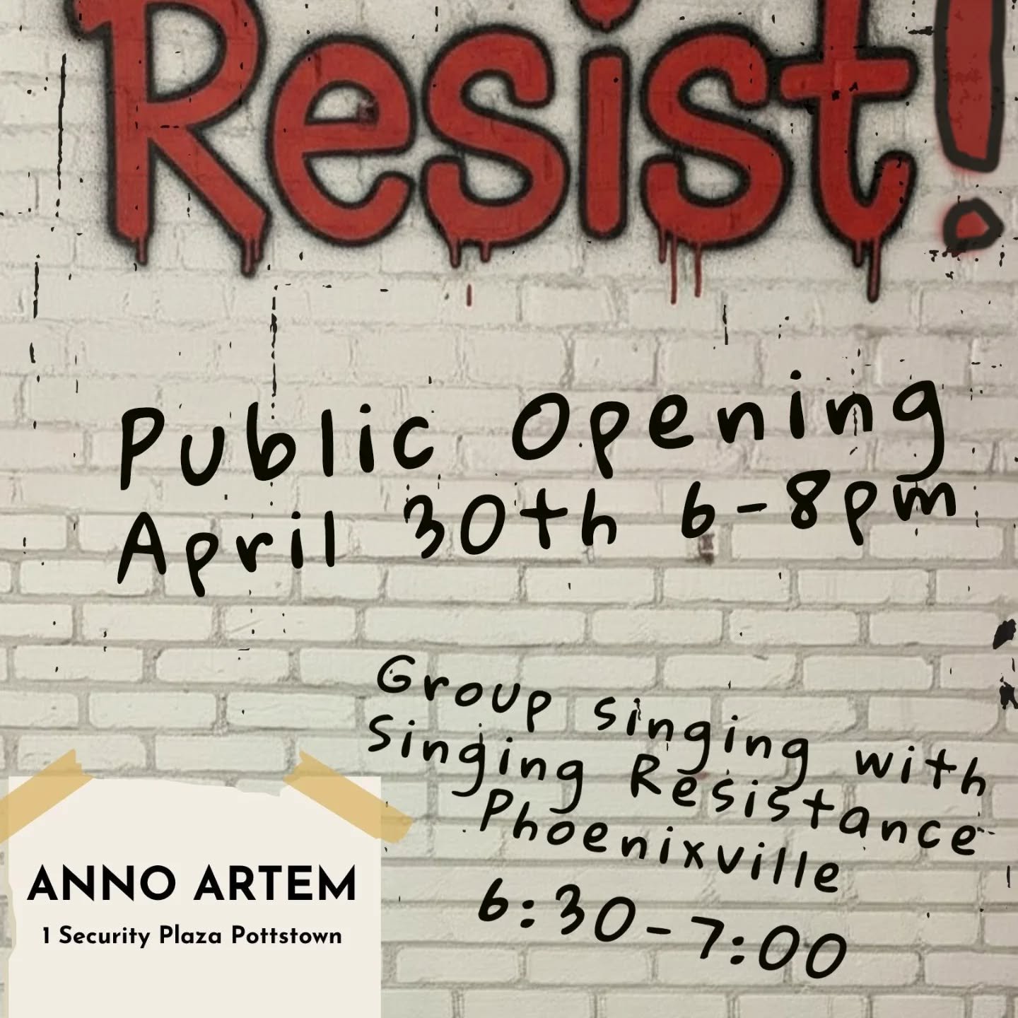It was art hanging day at the gallery and we're pretty excited for Thursday's opening. Come be a part of the resistance with our 16 artists and Singing Resistance Phoenixville leading a group sing from 6:30-7.

Taking recordings for the "Listen&
