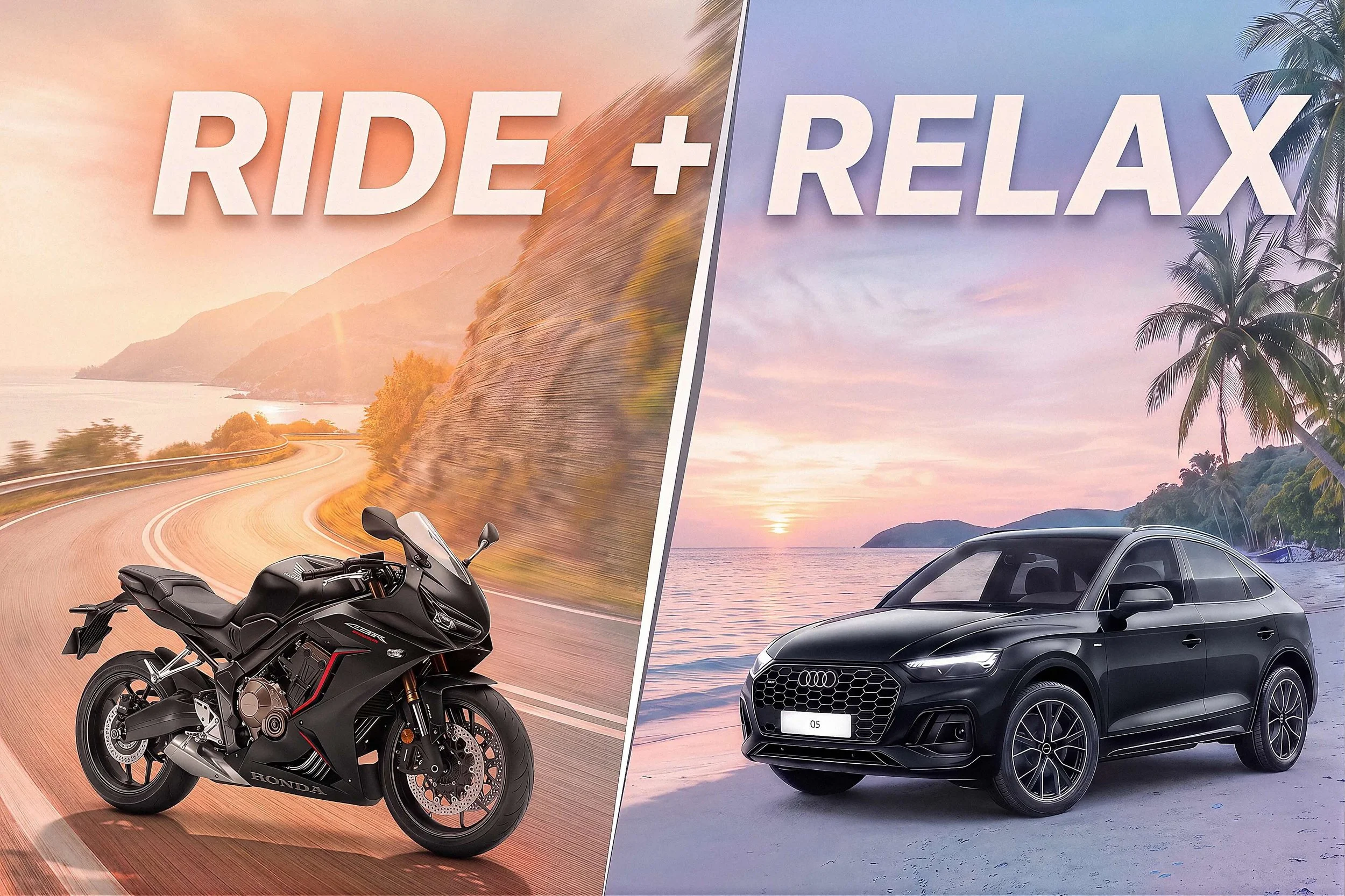 Ride and Relax motorcycle and car package deal in Brisbane