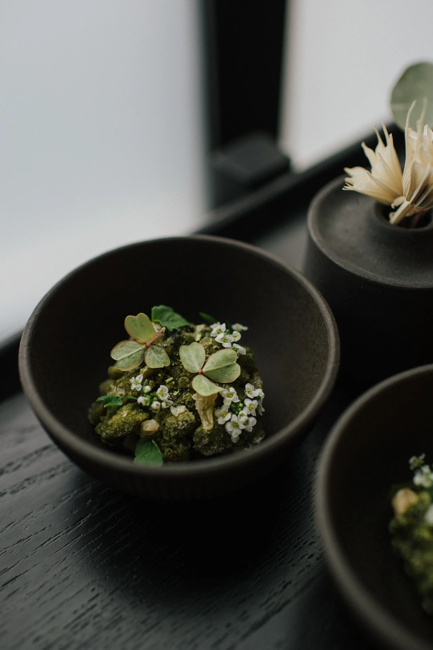 The "Rock" 
'22 Spring Predessert

Bergamot Sorbet
Nettle Balinese Meringue
Nettle + Sorrel Granita
Long Pepper Powder
Salted Bergamot Puree
Dehydrated Longan Compressed in Elderflower Syrup