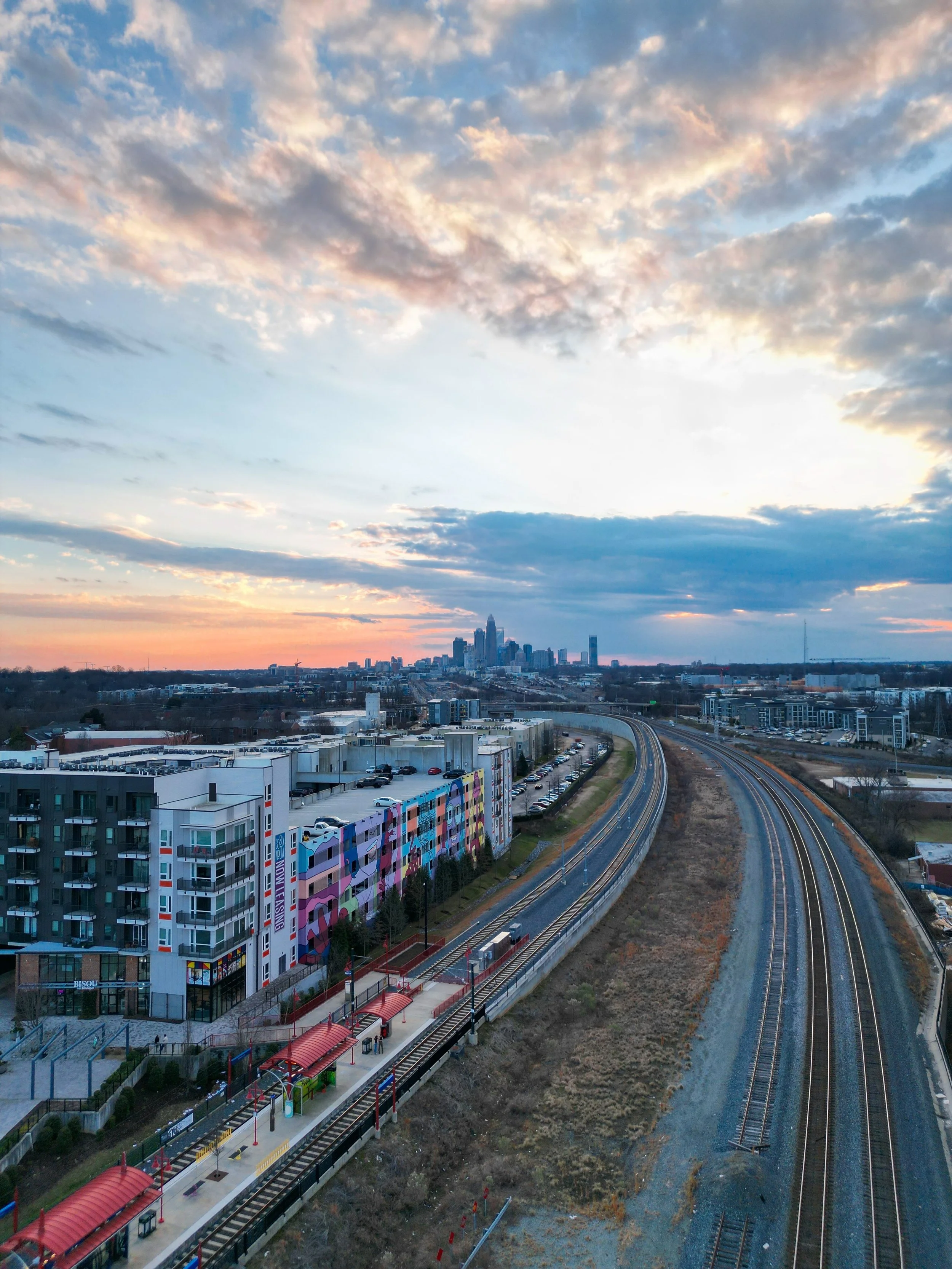 Chasing sunsets from 36th St. Station in NoDa 🌇