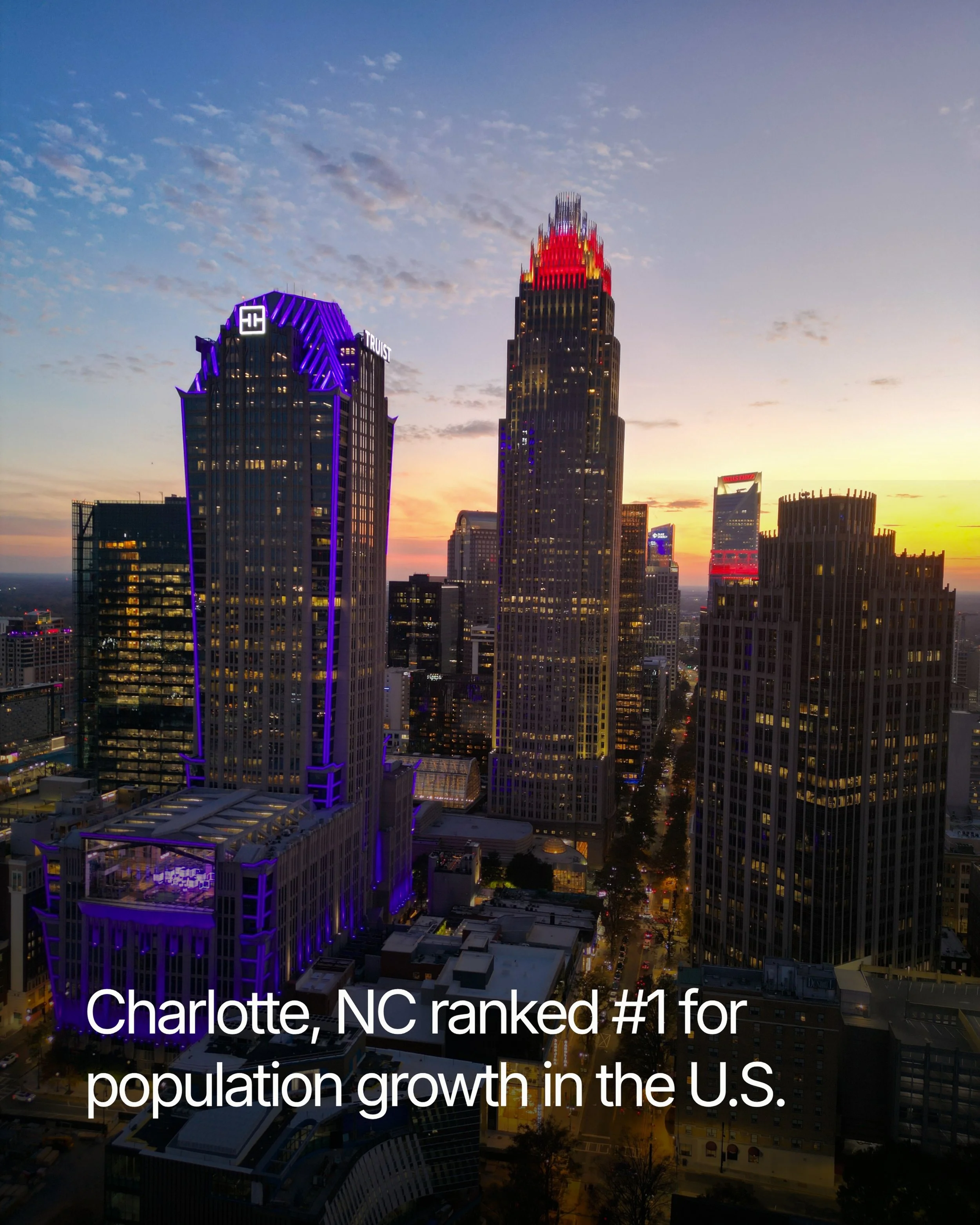 Charlotte is officially the fastest growing city in America 📈 
According to a recent report by the U.S. Census Bureau, Charlotte added 20,731 residents between 2024 and 2025 &ndash; the largest increase of any U.S. city. The total population now sit