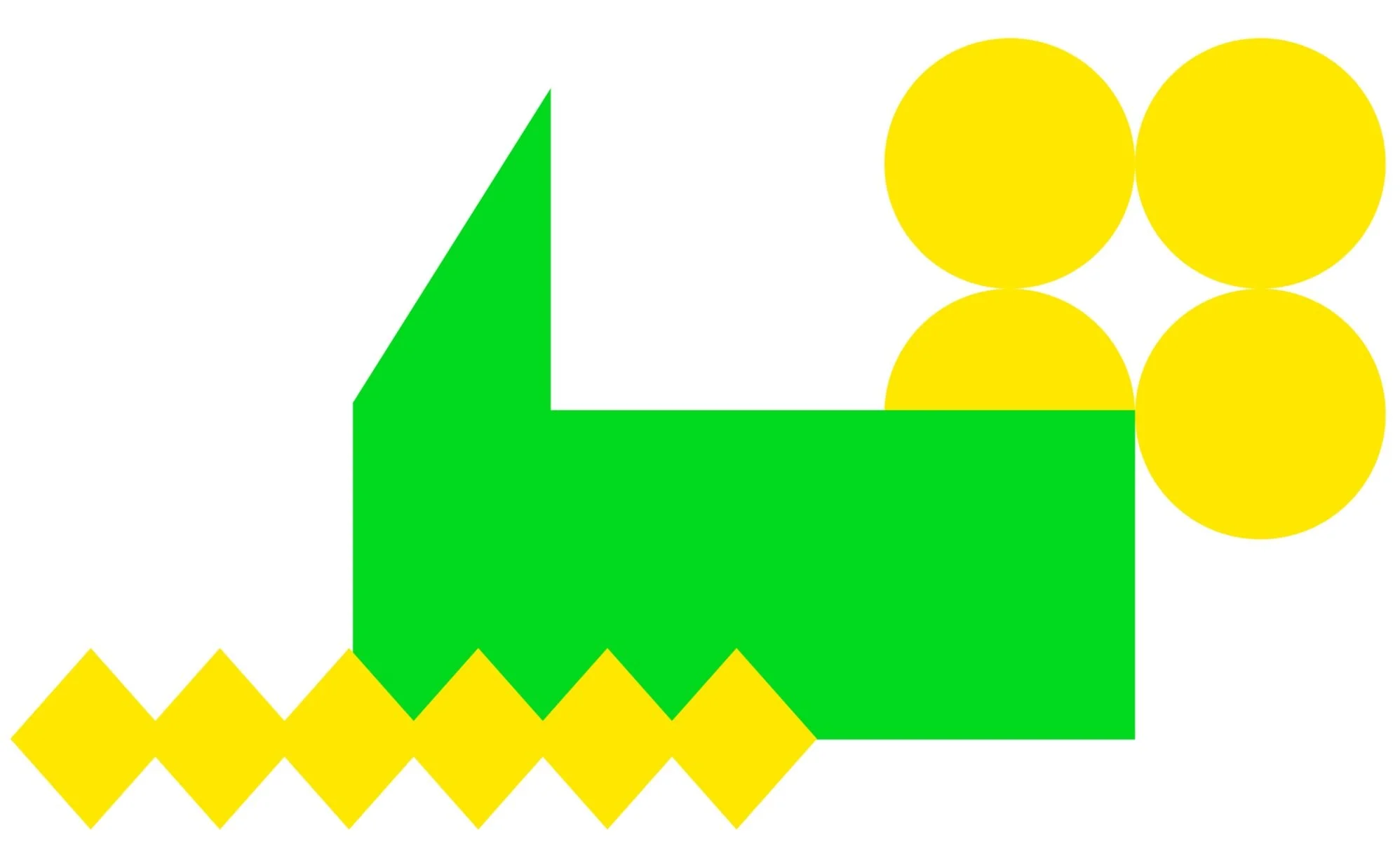 A digital illustration of geometric shapes which is the branding for the New Know How Alumni Membership program. The shapes are yellow and green.