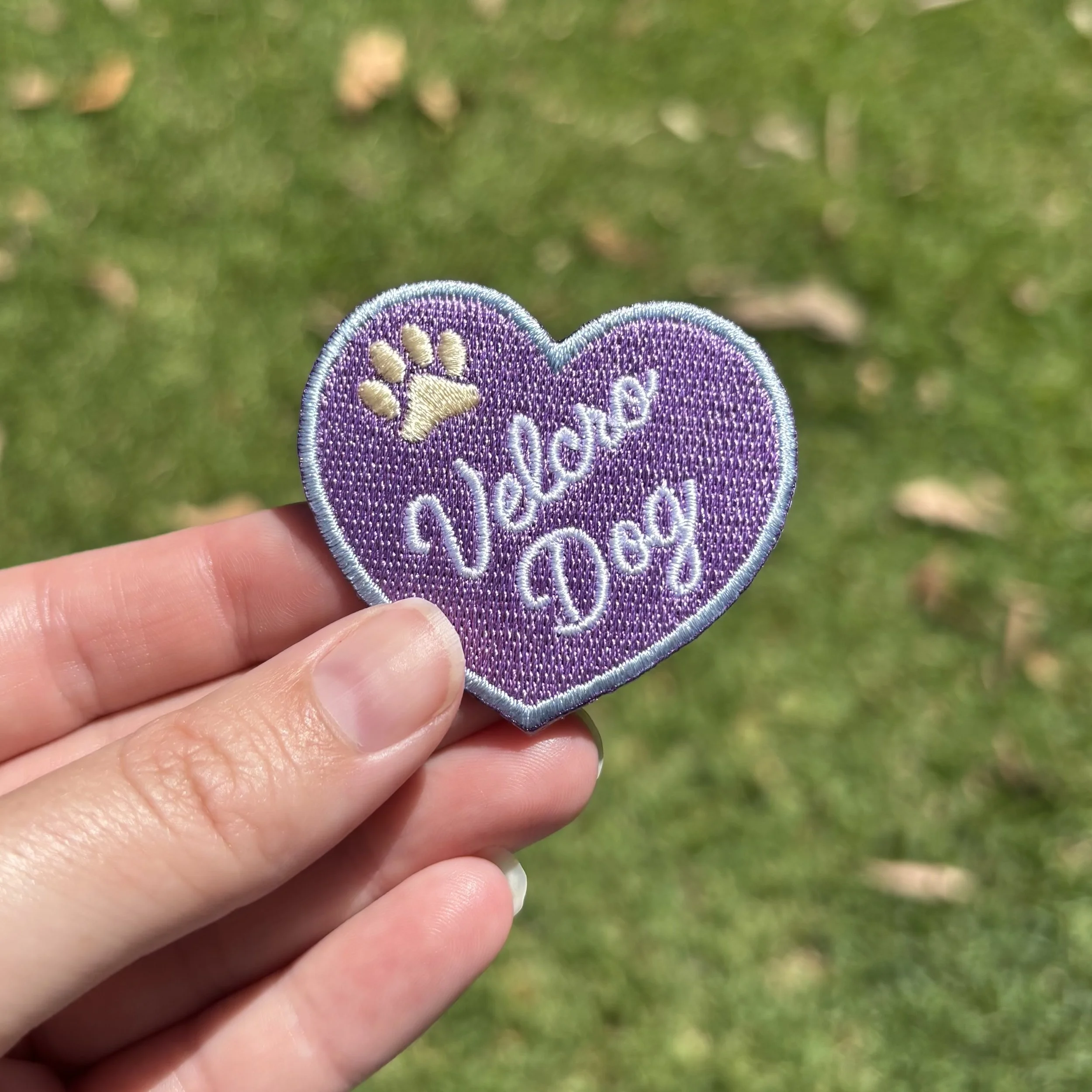 'Velcro Dog' iron-on embroidered patch