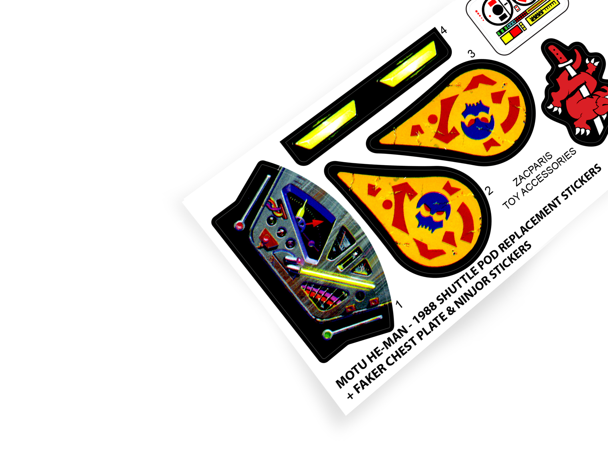 MOTU He-man Masters of the universe Shuttle Pod stickers