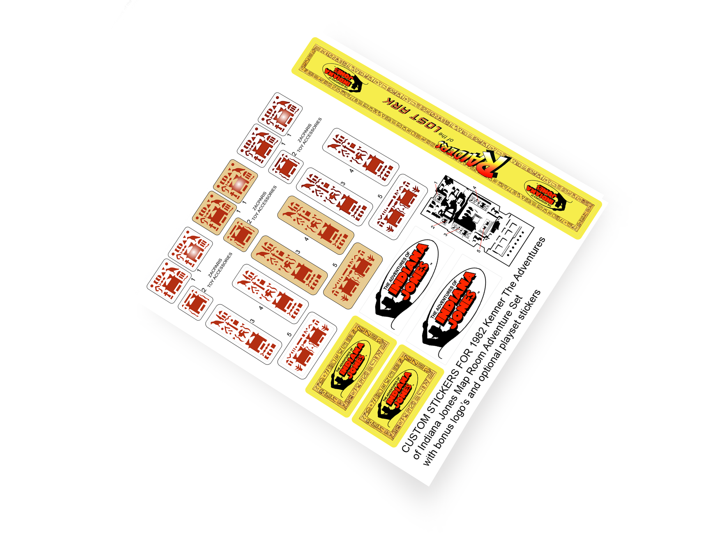 Kenner 1982 Indiana Jones The Map Room Adventure Playset stickers