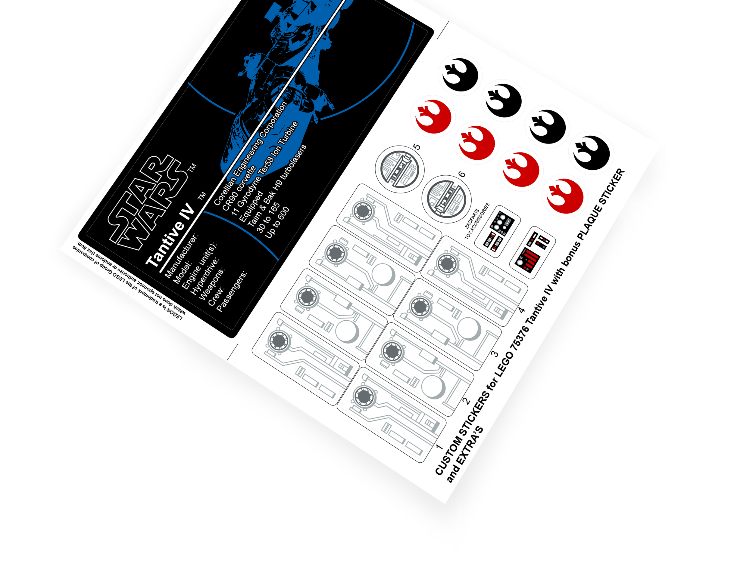 Lego 75376 Tantive IV stickers