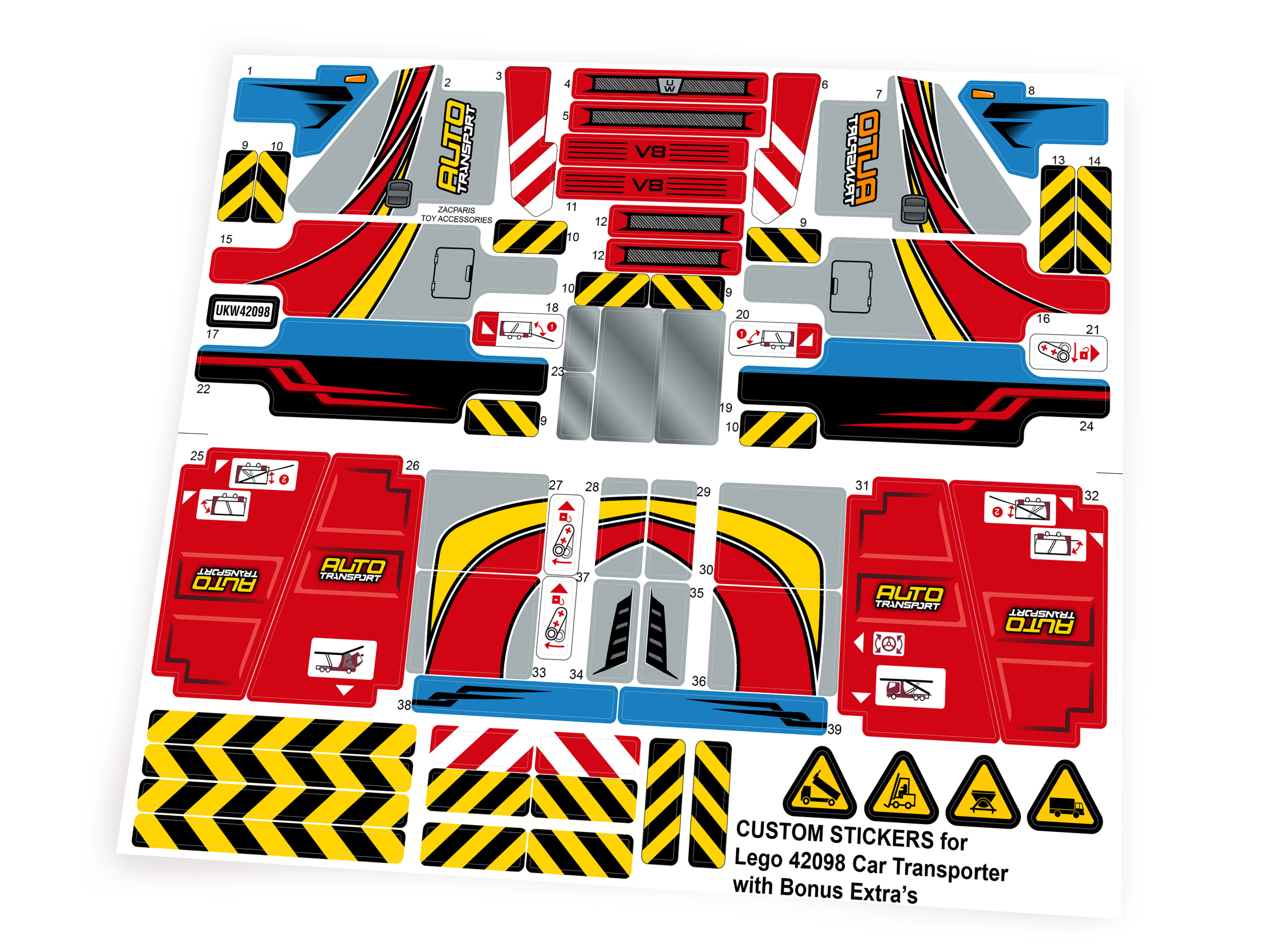 Custom stickers for Set 42098 Car Transporter with Bonus!