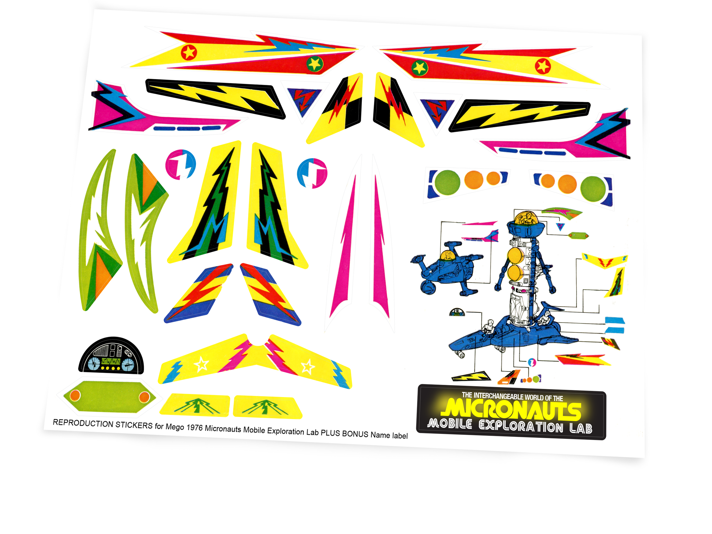 Mego 1976 Microman Micronauts Mobile Exploration sticker reproduction with Bonus!