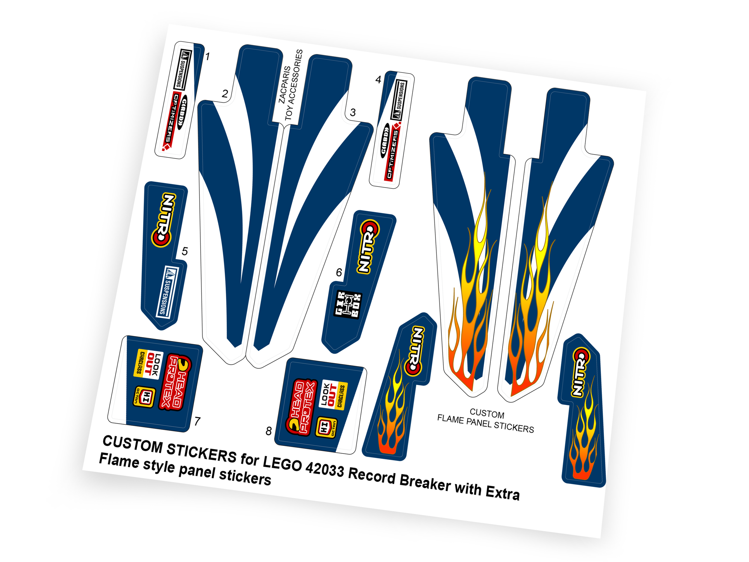 Custom stickers for Set 42033 Record Breaker with Bonus!