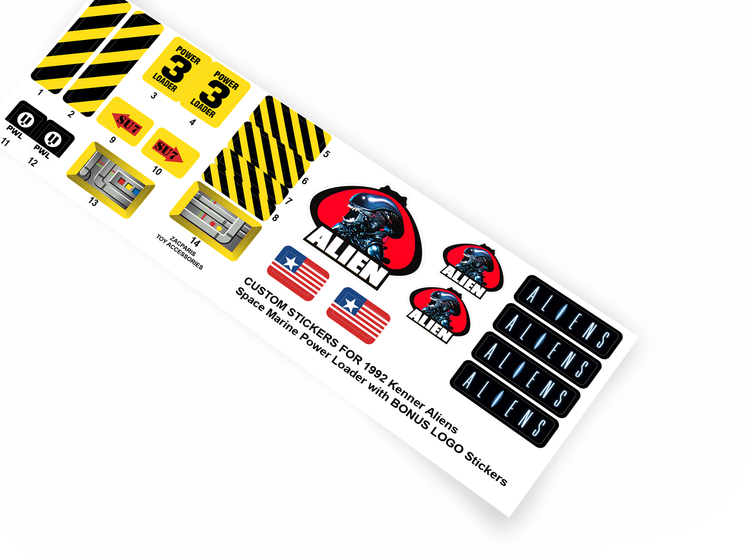 Kenner Aliens 1992 Power Loader Space Marine stickers