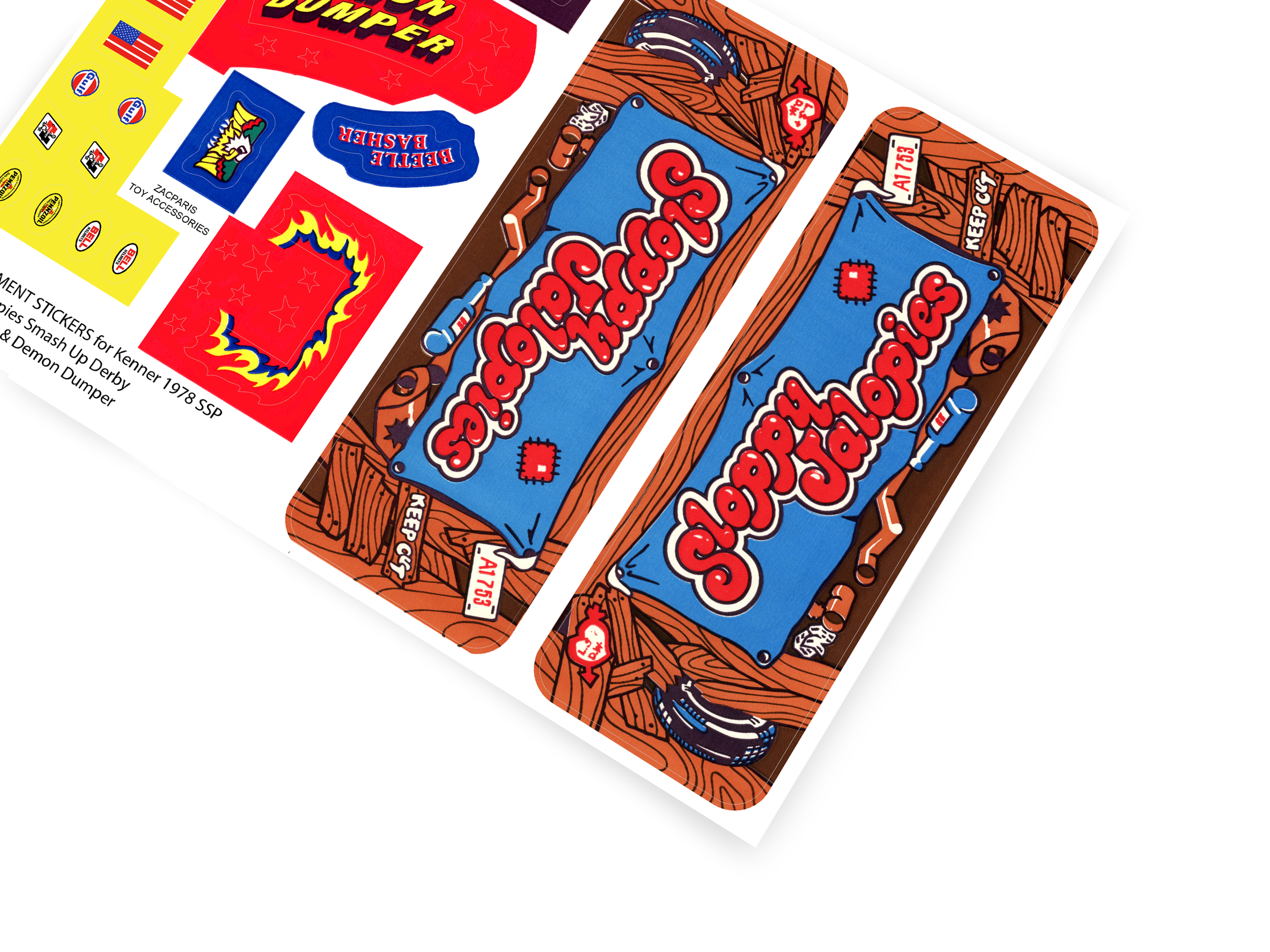 Kenner 1978 SSP Smash-up Derby Sloppy Jalopies sticker sheet