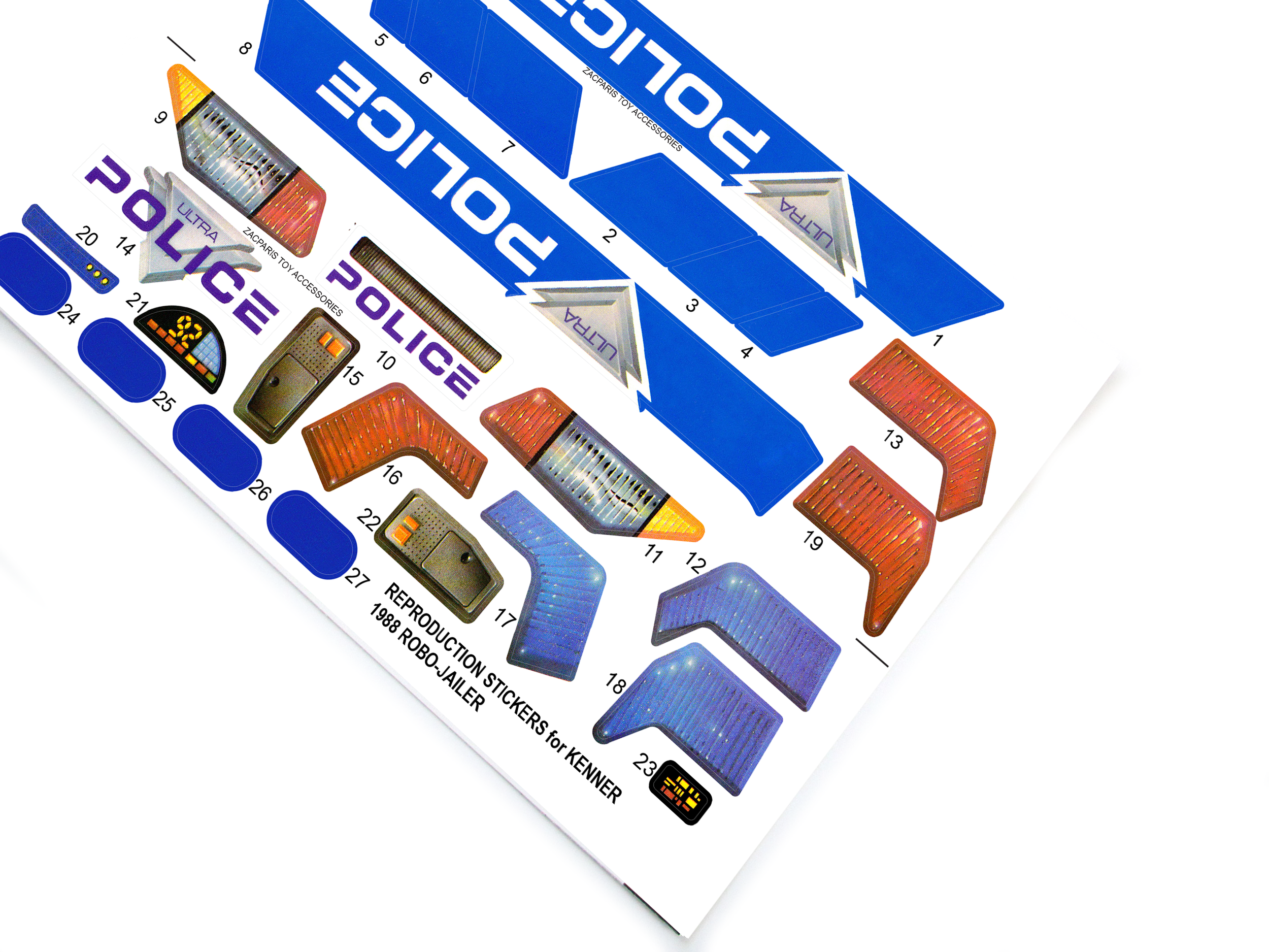Kenner 1988 Robocop Ultra Police Robo-Jailer stickers