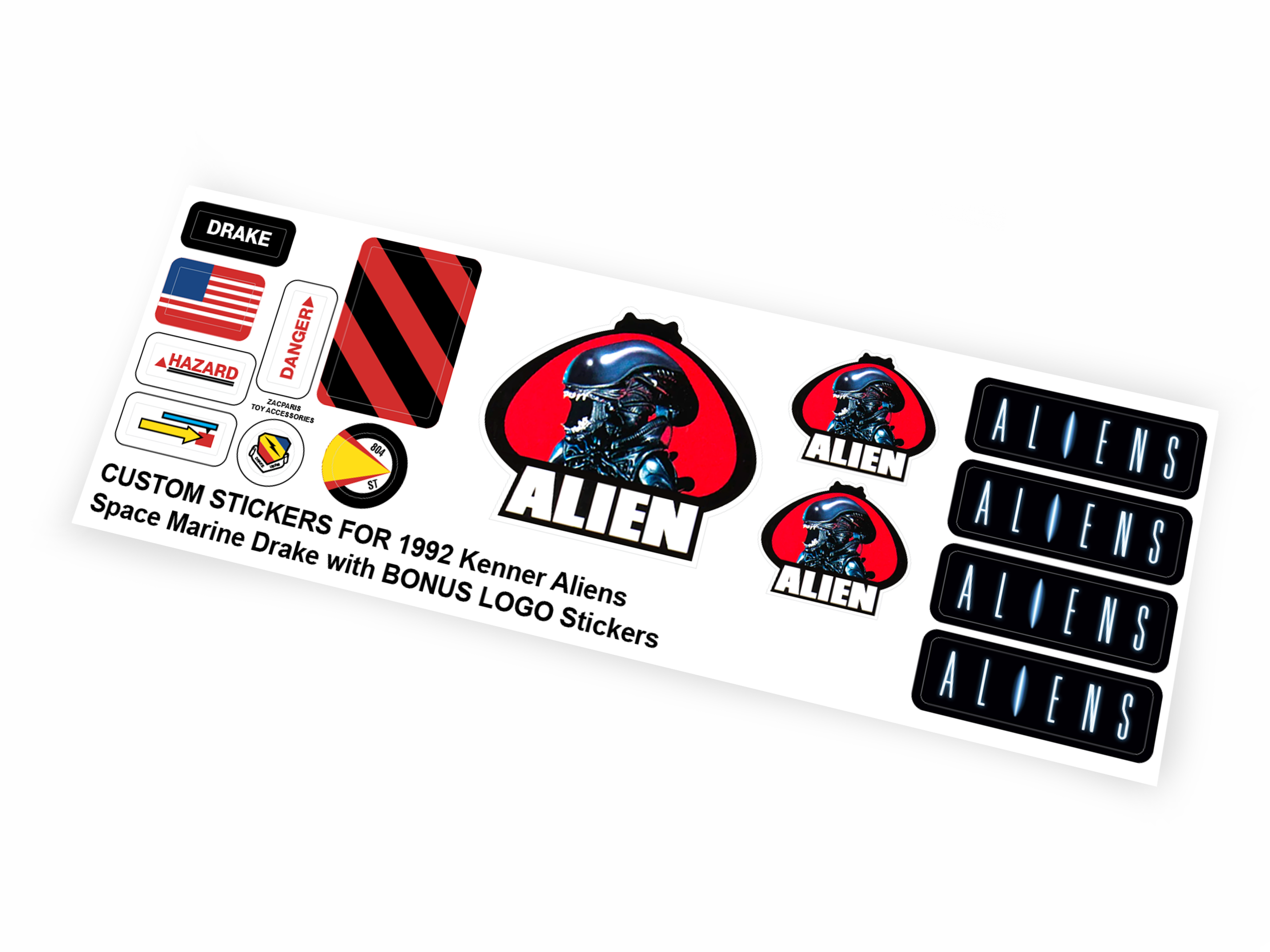 Kenner Aliens 1992 Drake Space Marine stickers