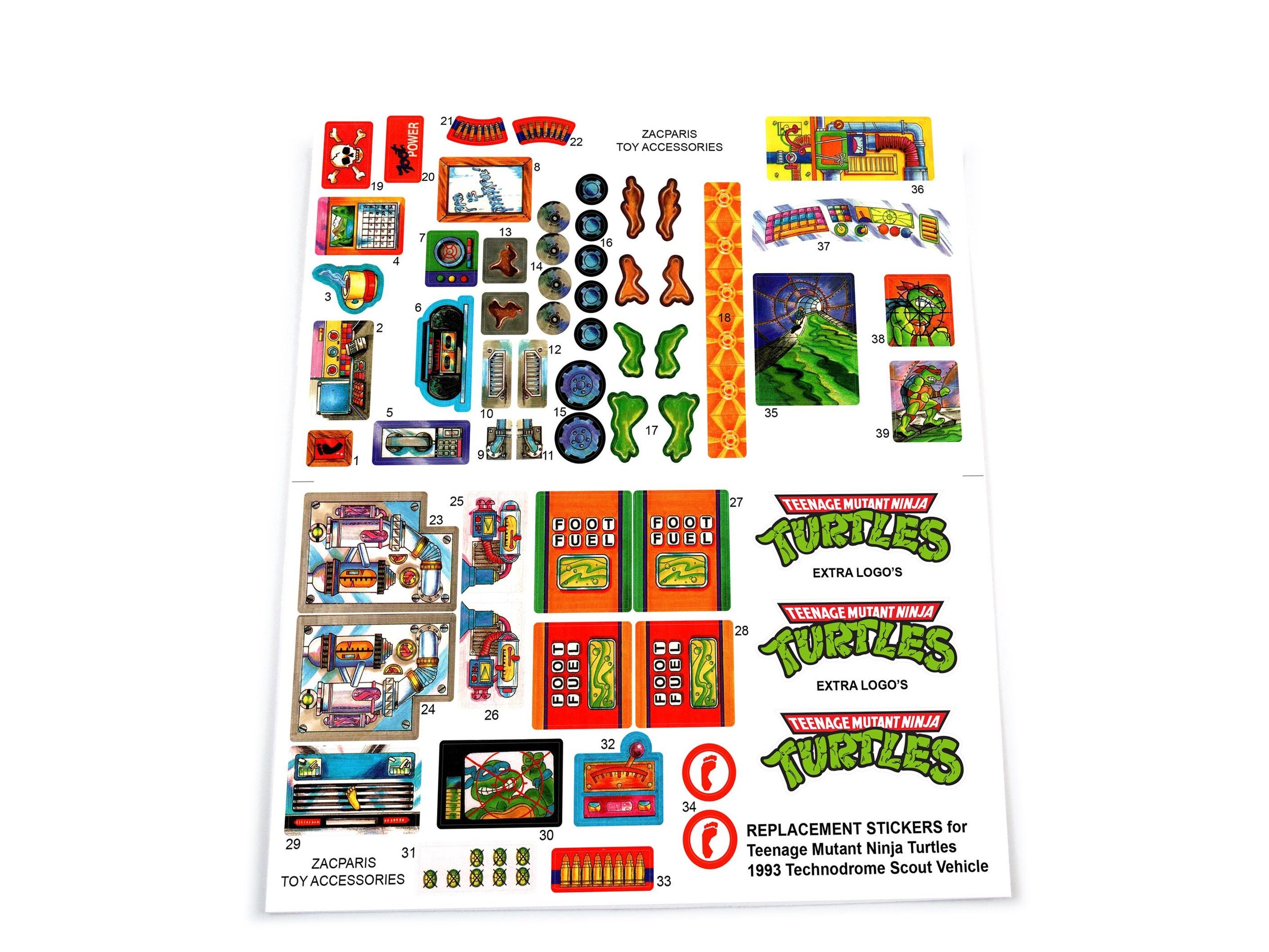 Playmates 1993 TMNT Teenage Mutant Ninja Turtles Technodrome Scout Vehicle stickers