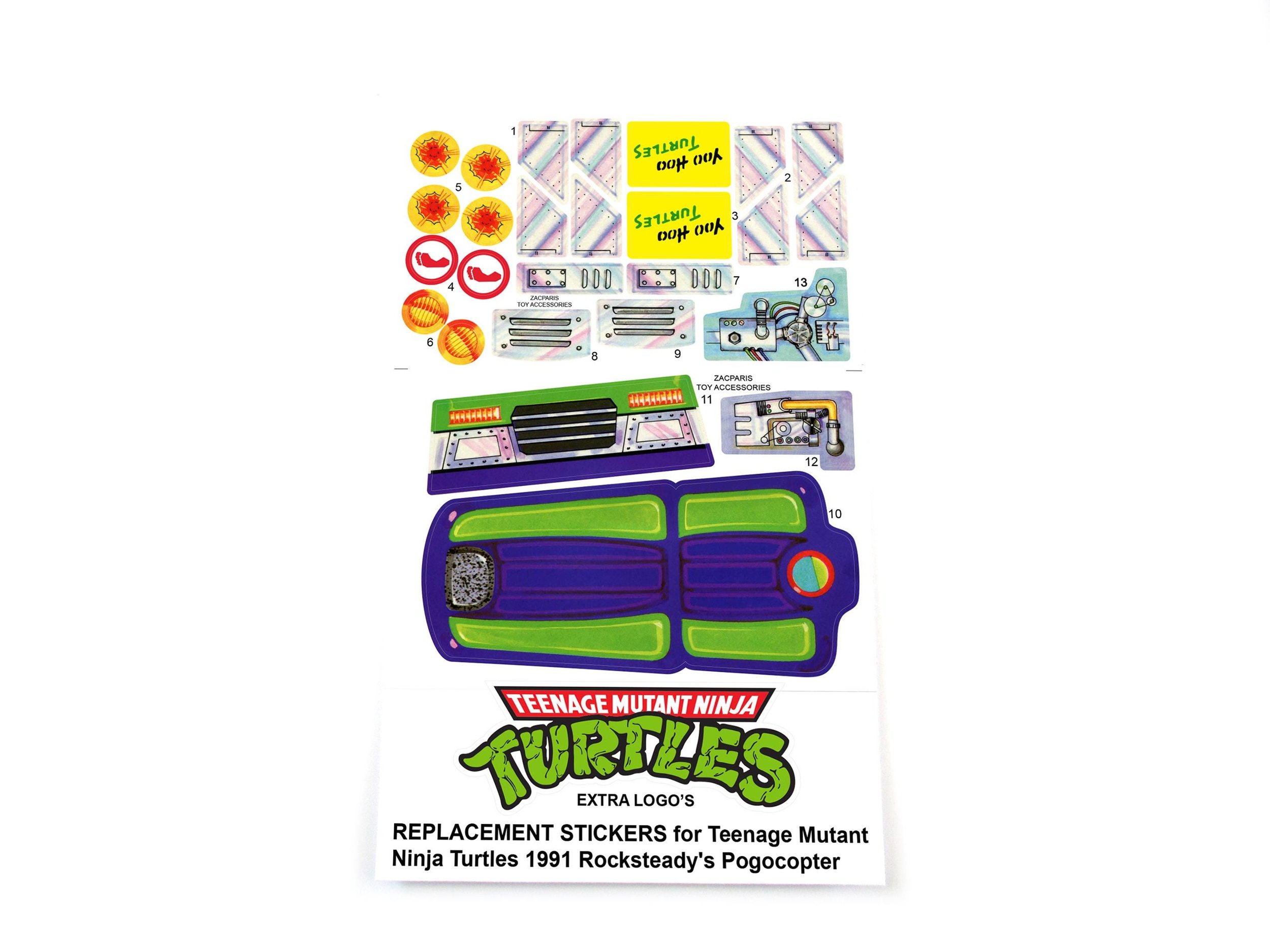 Playmates 1991 TMNT Teenage Mutant Ninja Turtles Rocksteady's Pogocopter stickers