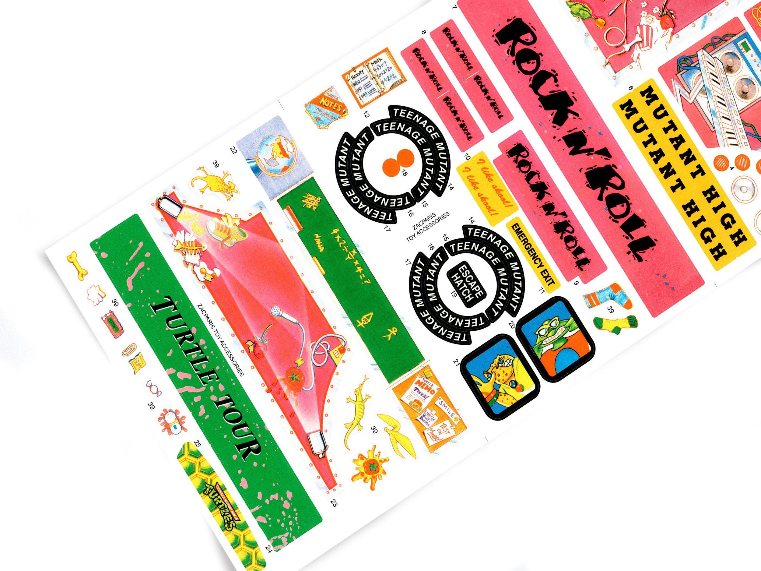 TMNT Teenage Mutant Ninja Turtles Rock N Roll Muta-Bus stickers