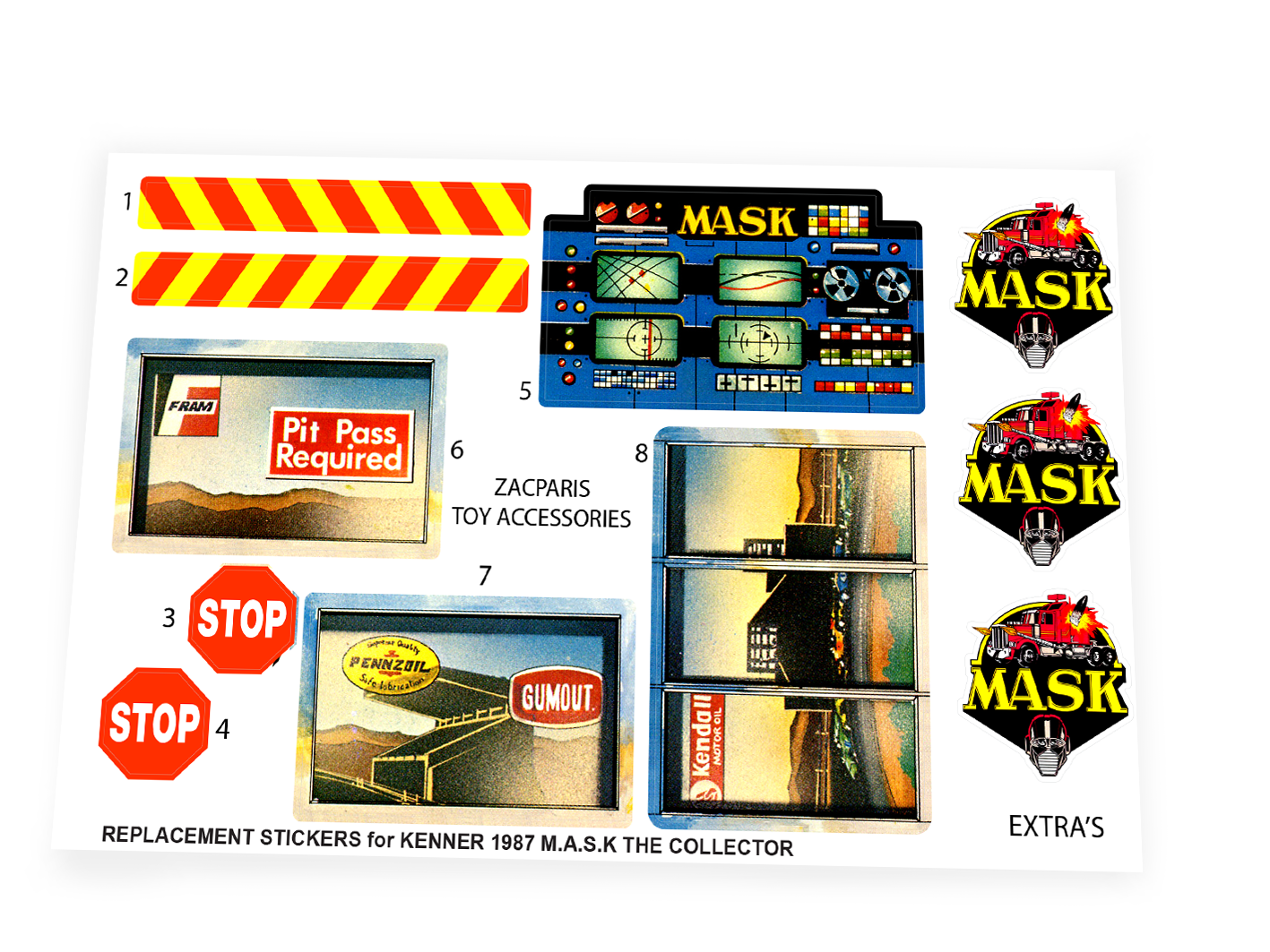 Kenner M.A.S.K The Collector stickers