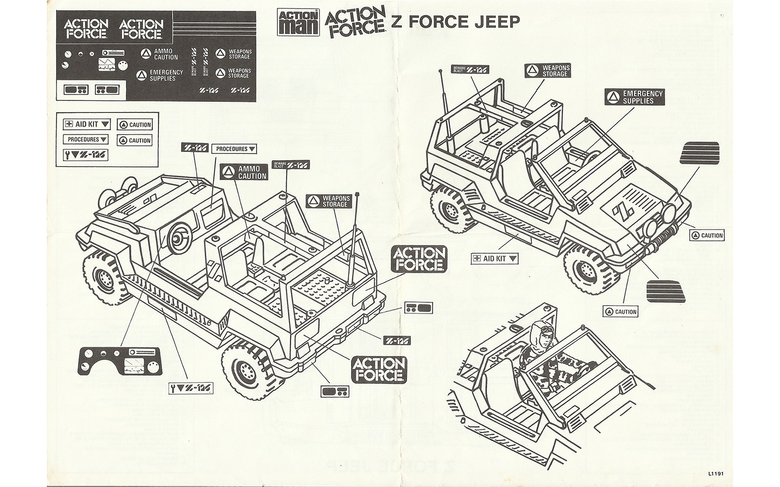 stickers for Palitoy ACTION MAN Action Force Z Force Jeep 1983-84