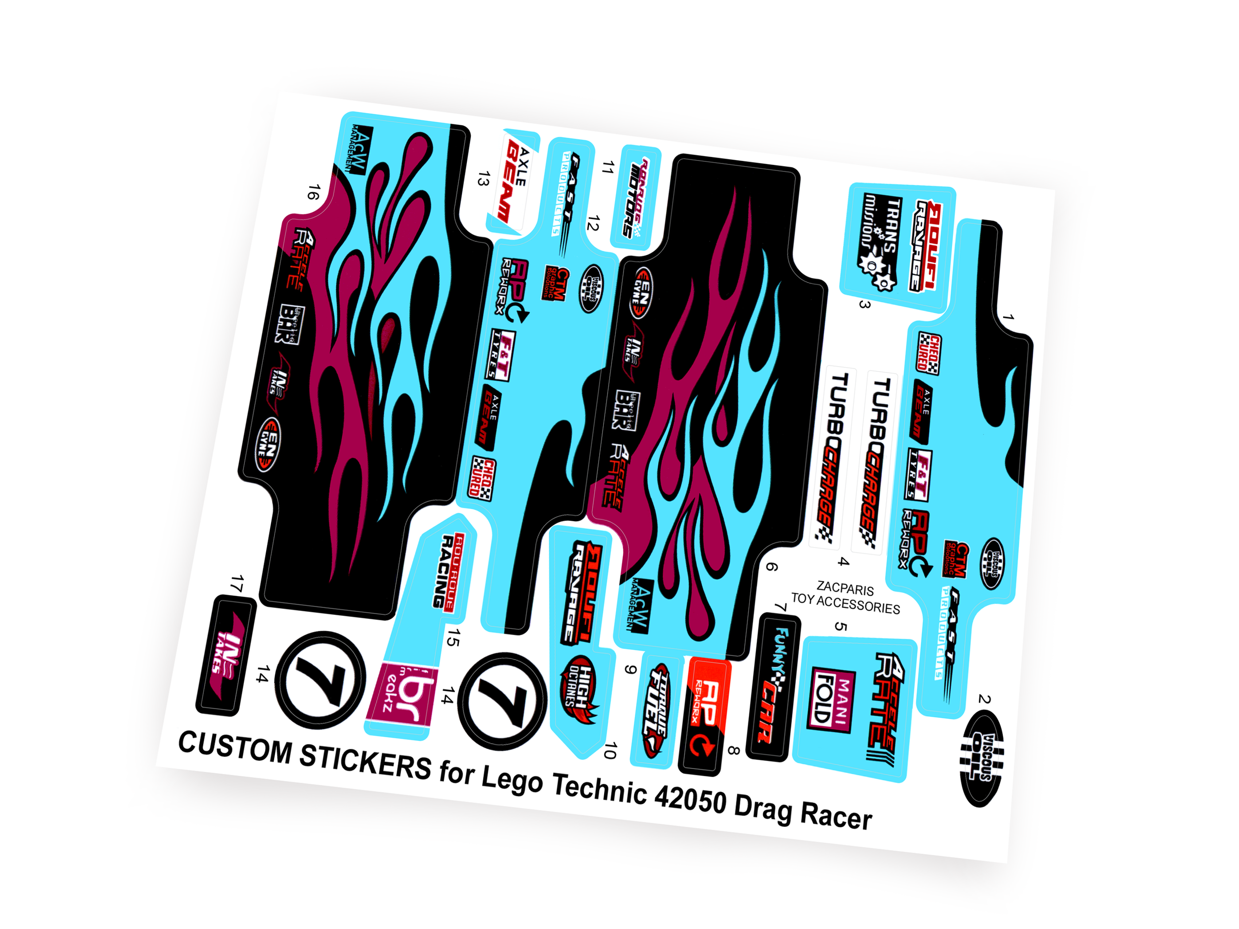 Custom stickers for Set 42050 Drag Racer