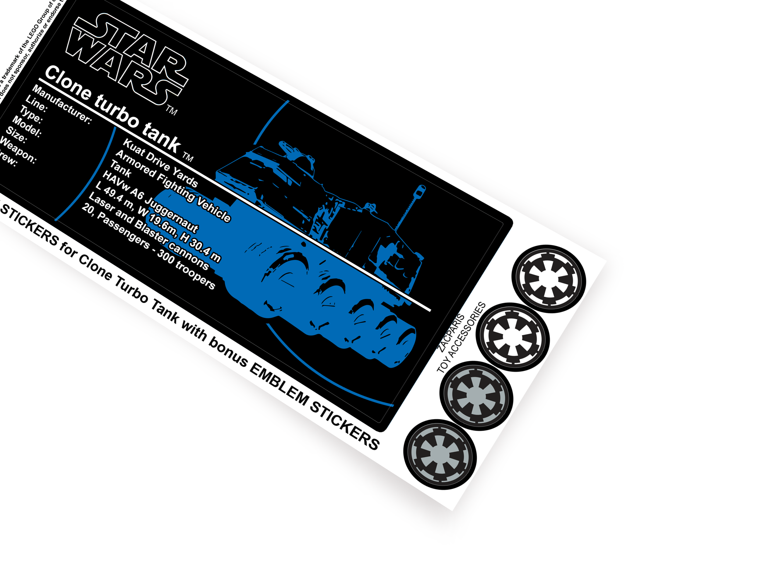 Lego 8098 75151 HAVw A6 Turbo Tank stickers