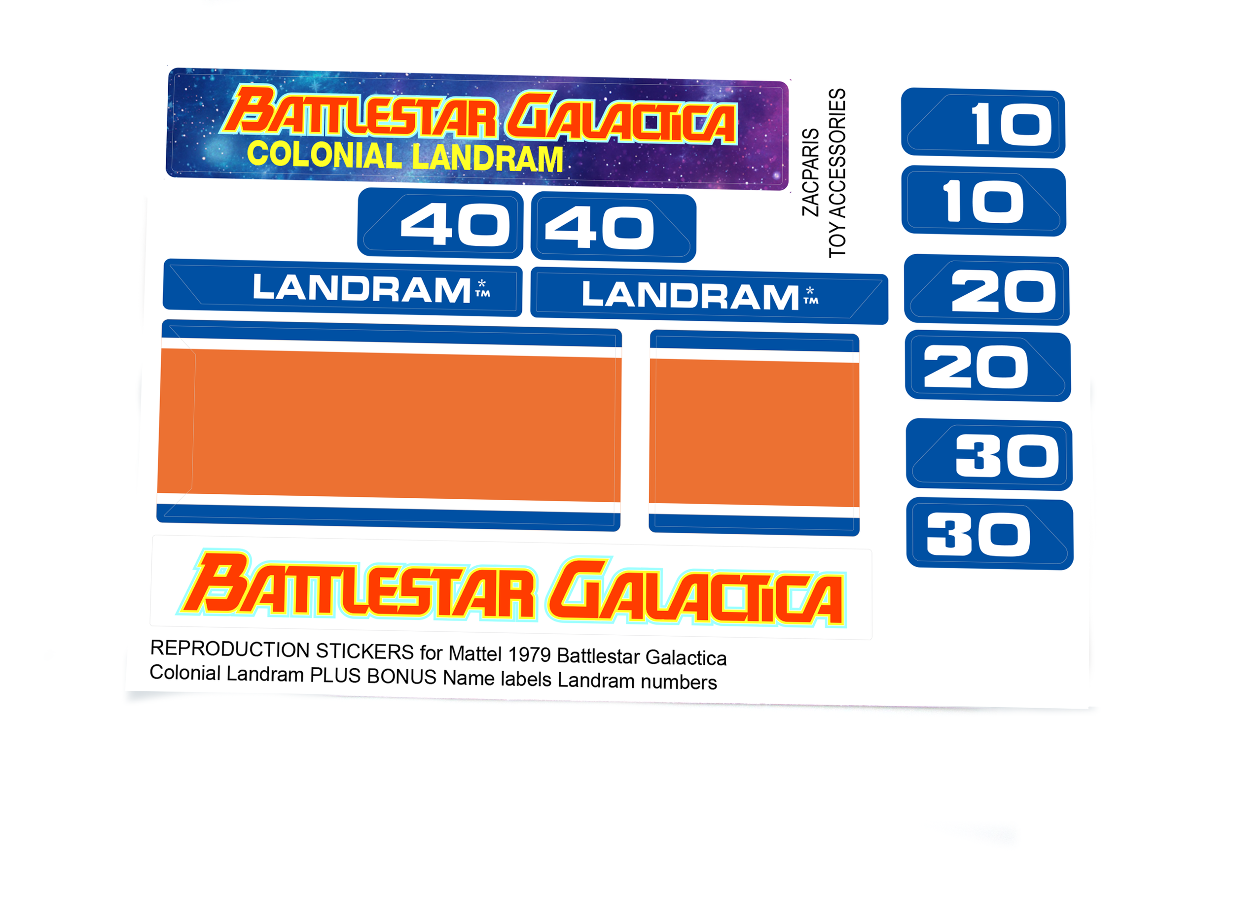 Mattel 1978 Battlestar Galactica Landram stickers