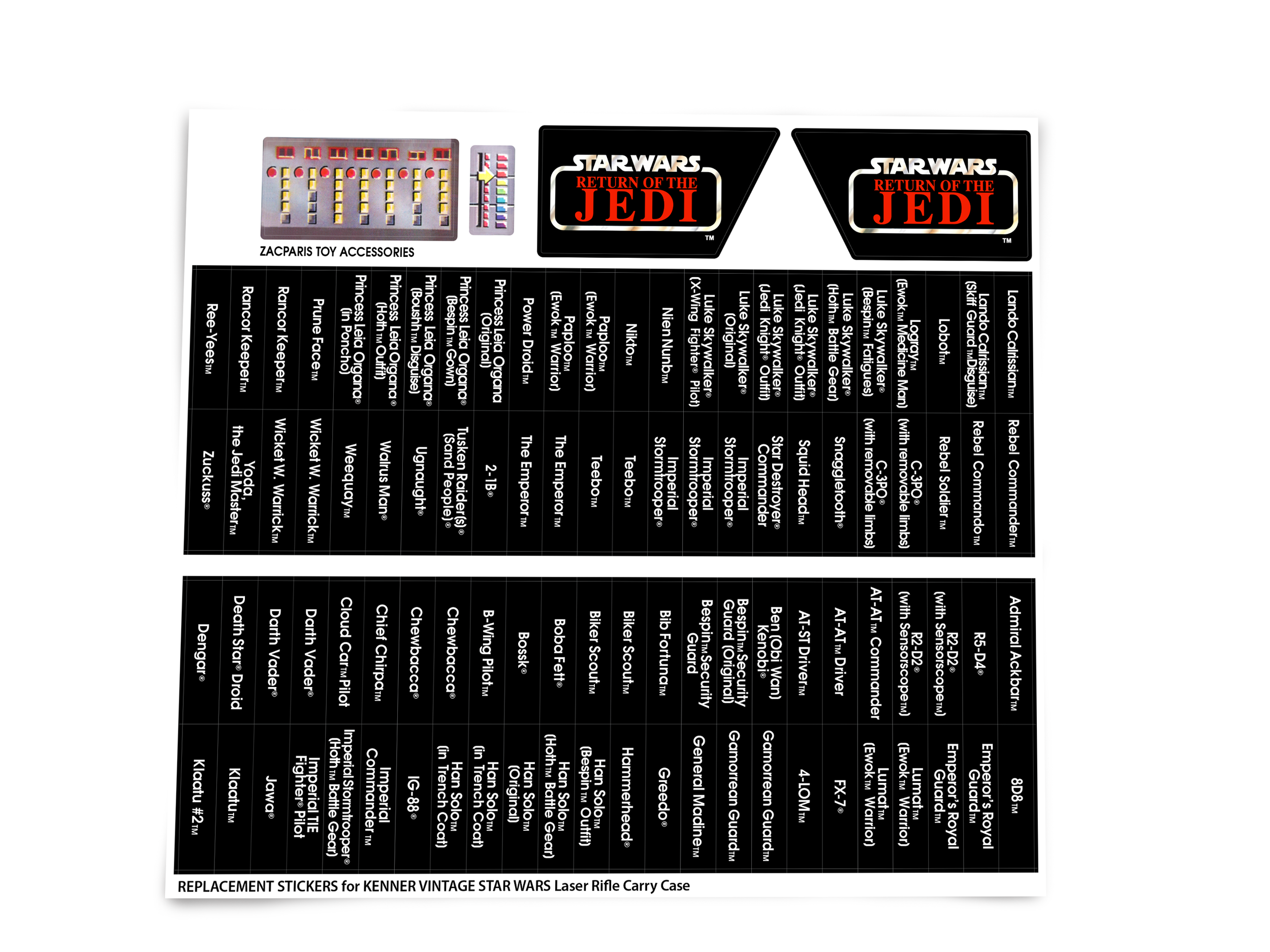 Star Wars Kenner ROTJ 1984 Laser Rifle Carry Case stickers