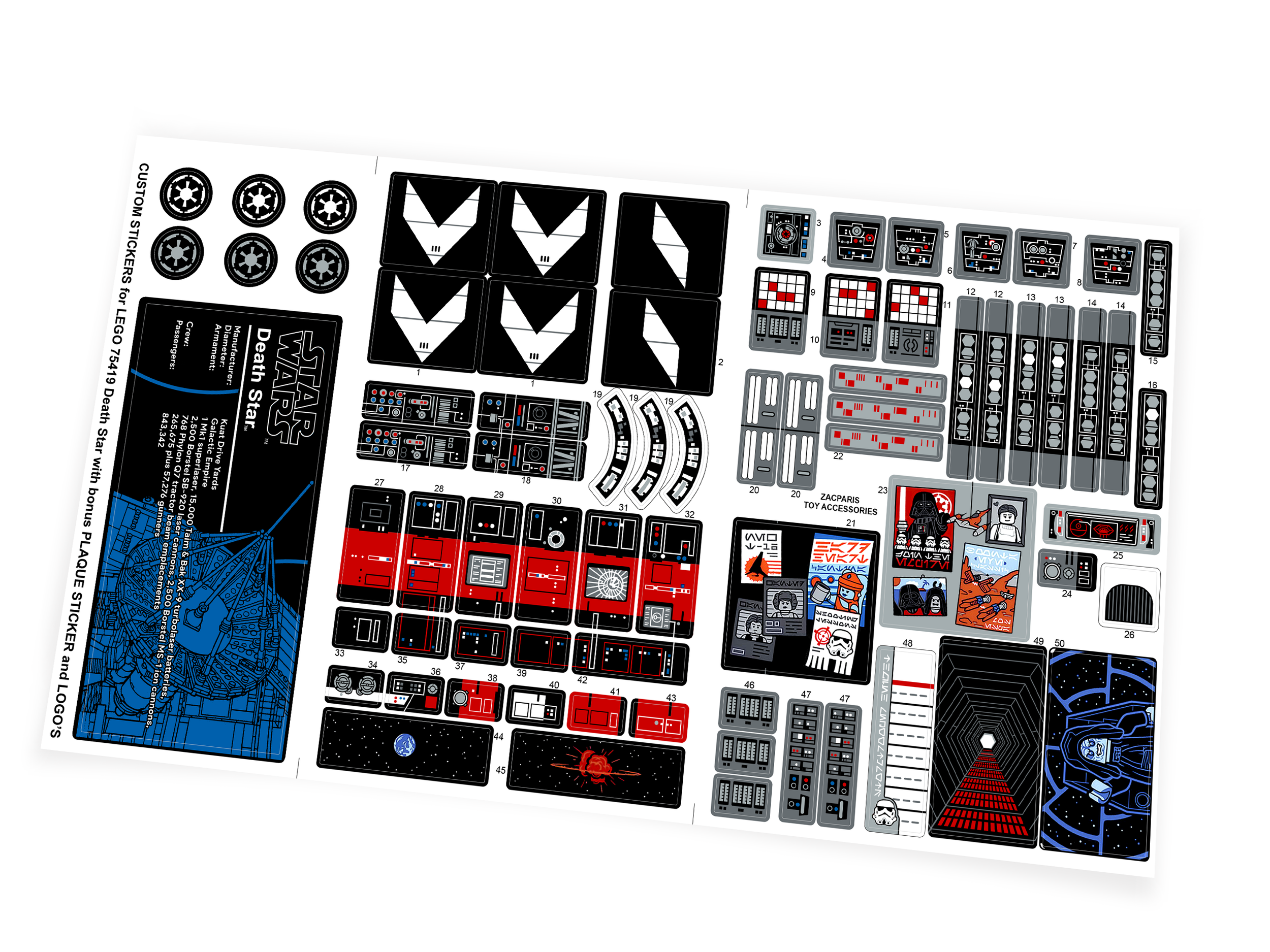 Custom Star Wars UCS Set 75419 Death Star stickers