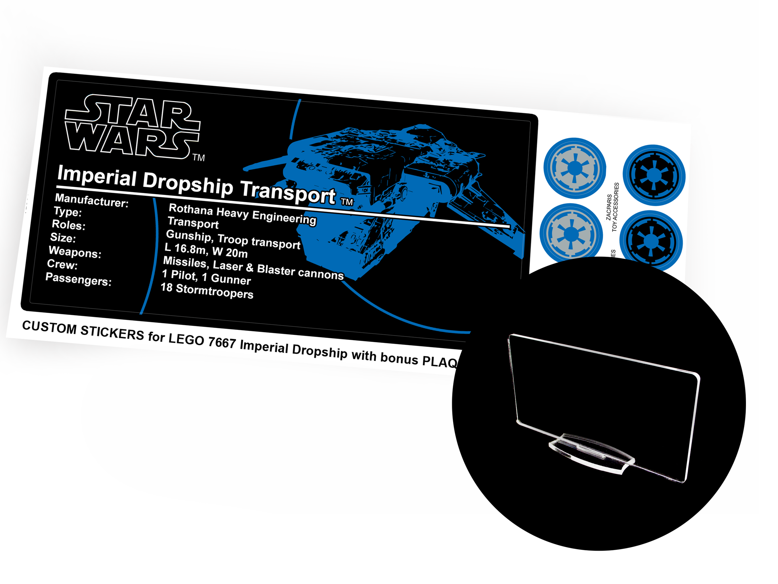 Lego 7667 Imperial Dropship stickers